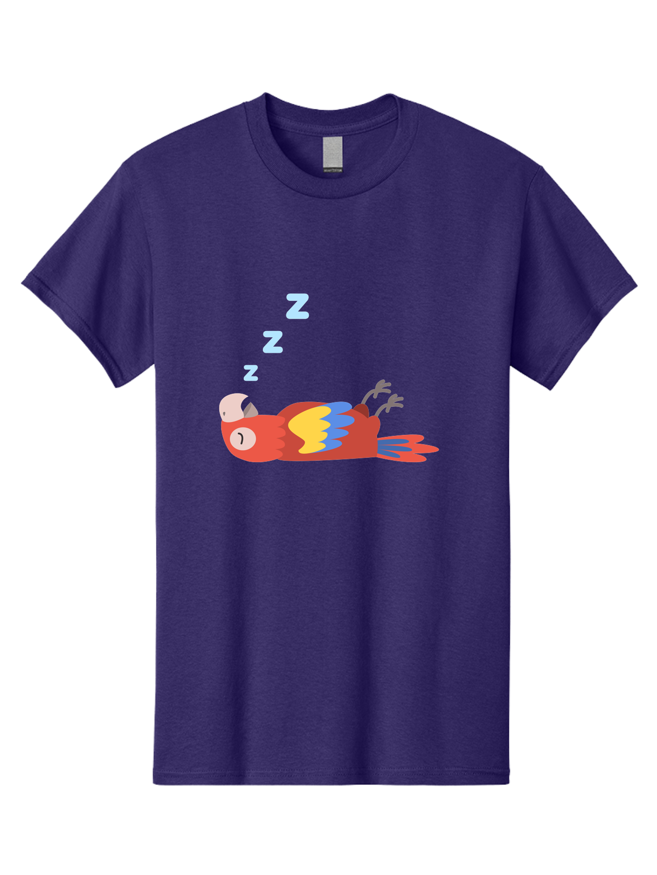 Sleeping-Parrot-1 Men'S Graphic Tee, 100% Cotton, Comfortable Casual Summer Wear, Machine Washable, Sleeping Parrot, Cartoon Bird, Colorful Plumage, Relaxed Atmosphere, Snoozing Animal, Zzz, Dreamy Expression, Vibrant Feathers, Tropical Bird Aab888