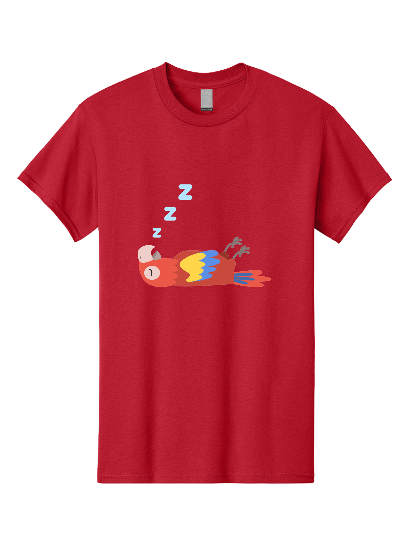 Sleeping-Parrot-1 Men'S Graphic Tee, 100% Cotton, Comfortable Casual Summer Wear, Machine Washable, Sleeping Parrot, Cartoon Bird, Colorful Plumage, Relaxed Atmosphere, Snoozing Animal, Zzz, Dreamy Expression, Vibrant Feathers, Tropical Bird Aab888