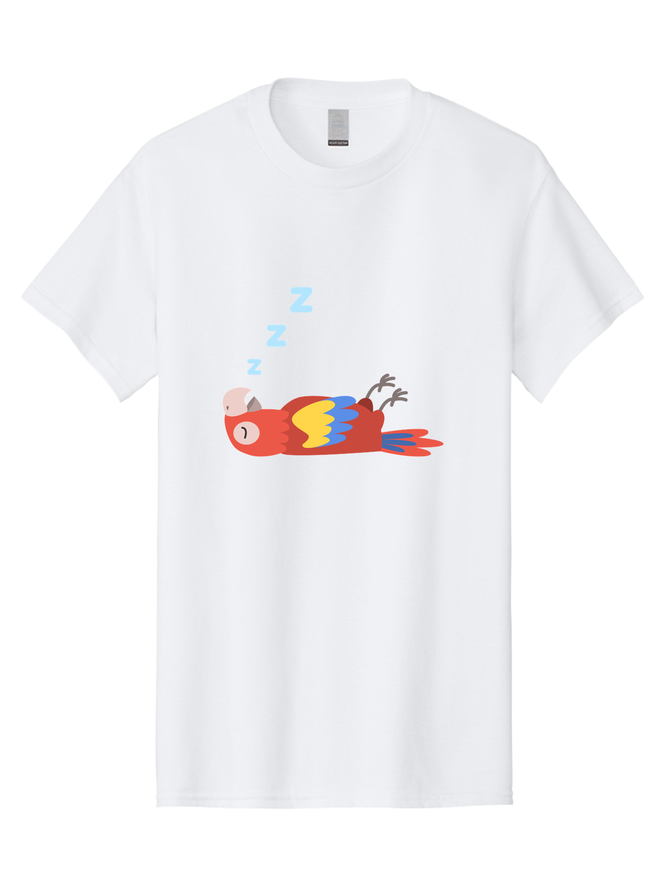 Sleeping-Parrot-1 Men'S Graphic Tee, 100% Cotton, Comfortable Casual Summer Wear, Machine Washable, Sleeping Parrot, Cartoon Bird, Colorful Plumage, Relaxed Atmosphere, Snoozing Animal, Zzz, Dreamy Expression, Vibrant Feathers, Tropical Bird Aab888