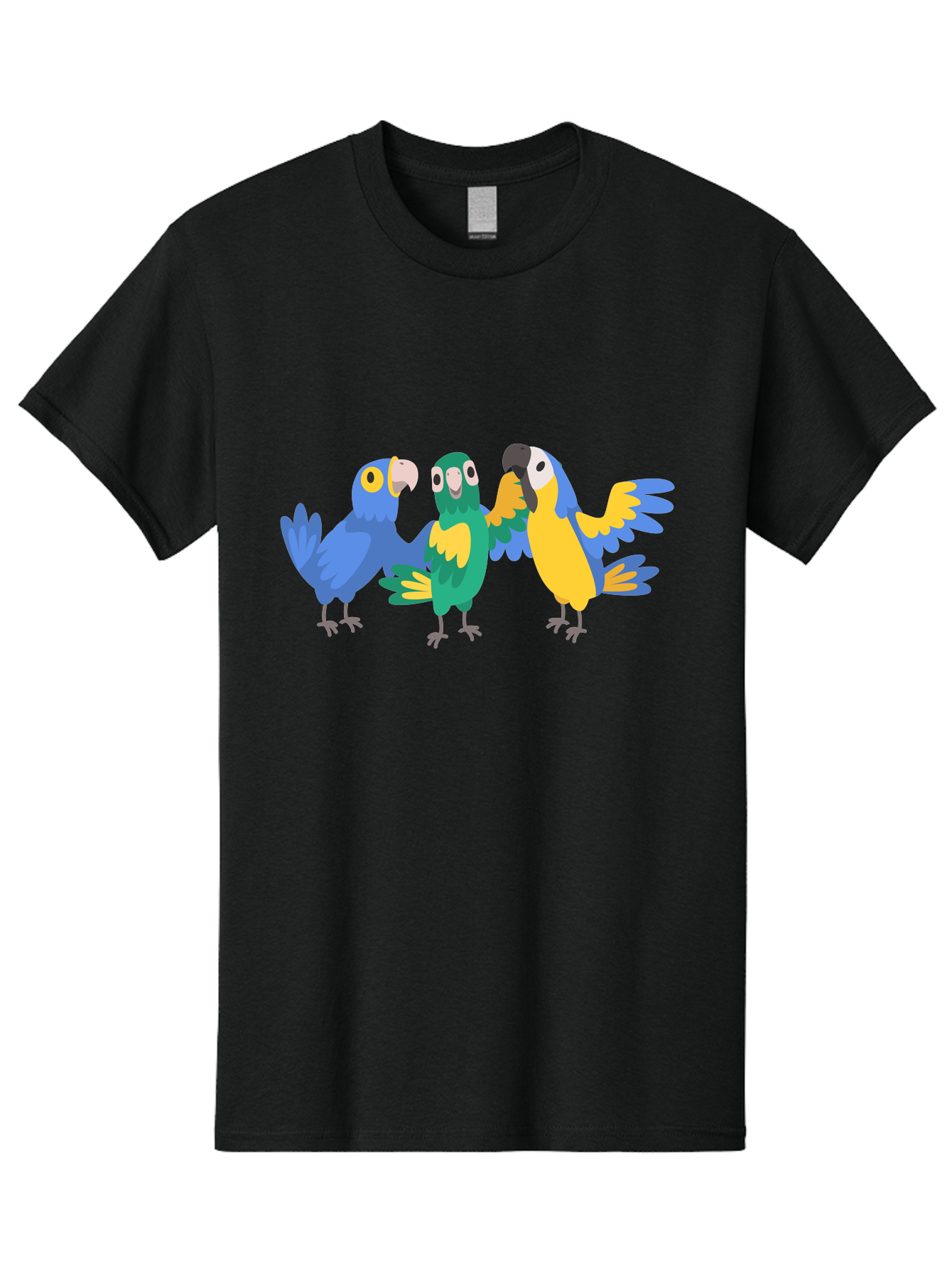 Three-Parrots-1 Men'S Graphic Tee, 100% Cotton, Comfortable Casual Summer Wear, Machine Washable, Colorful Parrots, Vibrant Plumage, Playful Birds, Blue And Yellow Feathers, Parrot Illustration, Playful Interaction, Wild Birds, Parrot Species Aab891