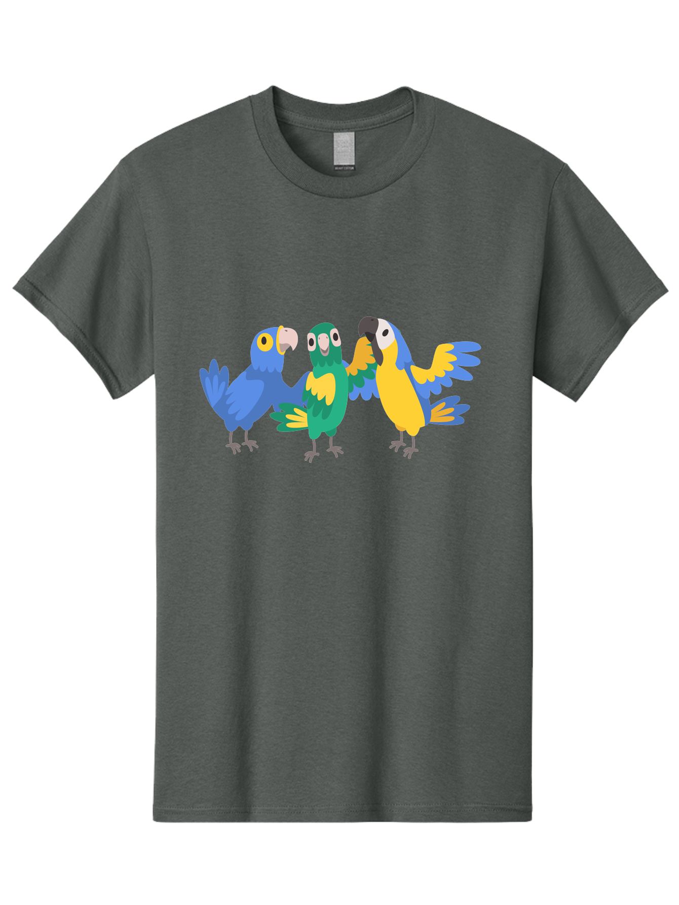 Three-Parrots-1 Men'S Graphic Tee, 100% Cotton, Comfortable Casual Summer Wear, Machine Washable, Colorful Parrots, Vibrant Plumage, Playful Birds, Blue And Yellow Feathers, Parrot Illustration, Playful Interaction, Wild Birds, Parrot Species Aab891