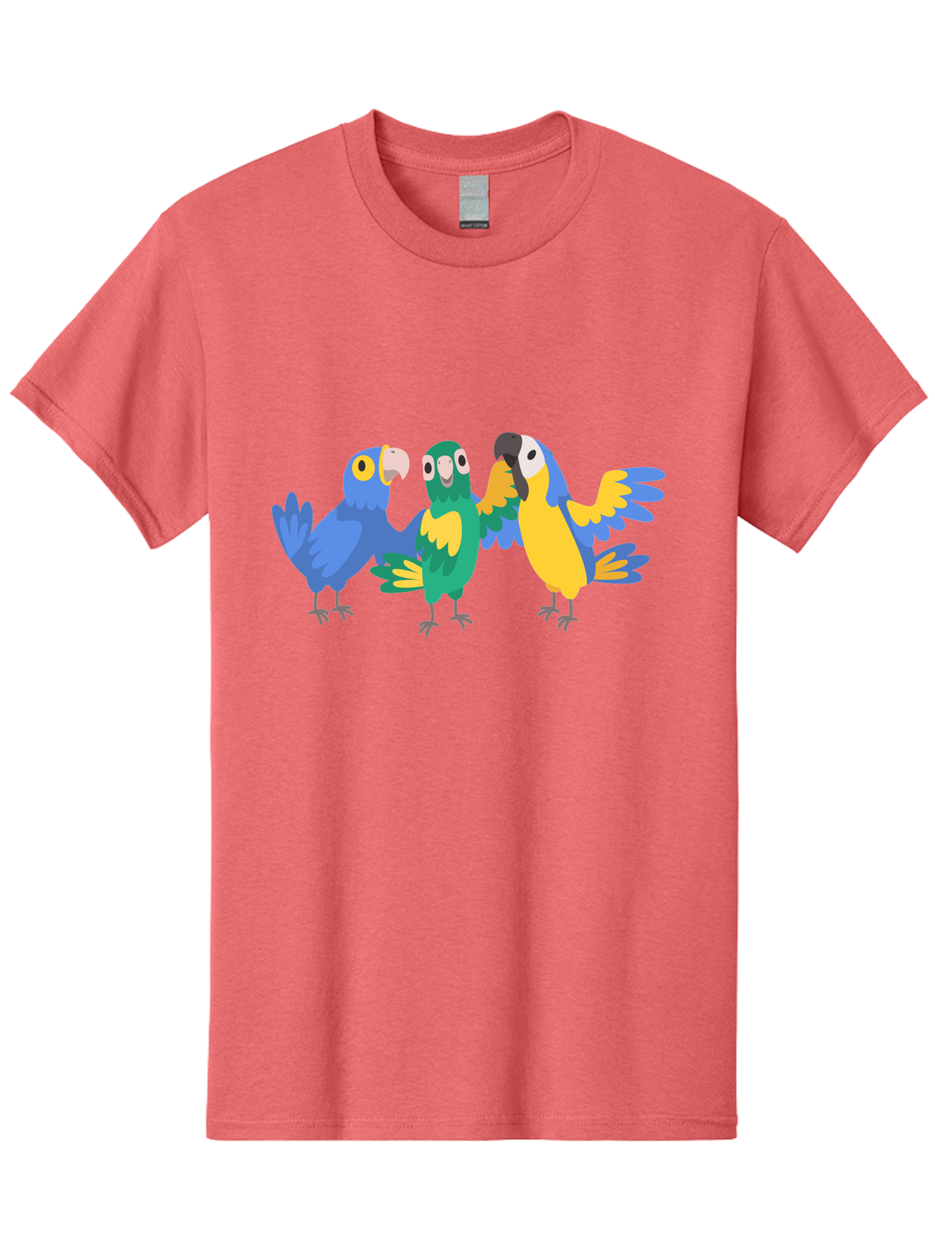 Three-Parrots-1 Men'S Graphic Tee, 100% Cotton, Comfortable Casual Summer Wear, Machine Washable, Colorful Parrots, Vibrant Plumage, Playful Birds, Blue And Yellow Feathers, Parrot Illustration, Playful Interaction, Wild Birds, Parrot Species Aab891