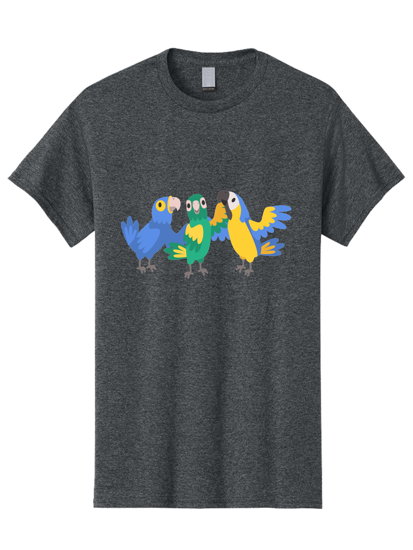 Three-Parrots-1 Men'S Graphic Tee, 100% Cotton, Comfortable Casual Summer Wear, Machine Washable, Colorful Parrots, Vibrant Plumage, Playful Birds, Blue And Yellow Feathers, Parrot Illustration, Playful Interaction, Wild Birds, Parrot Species Aab891