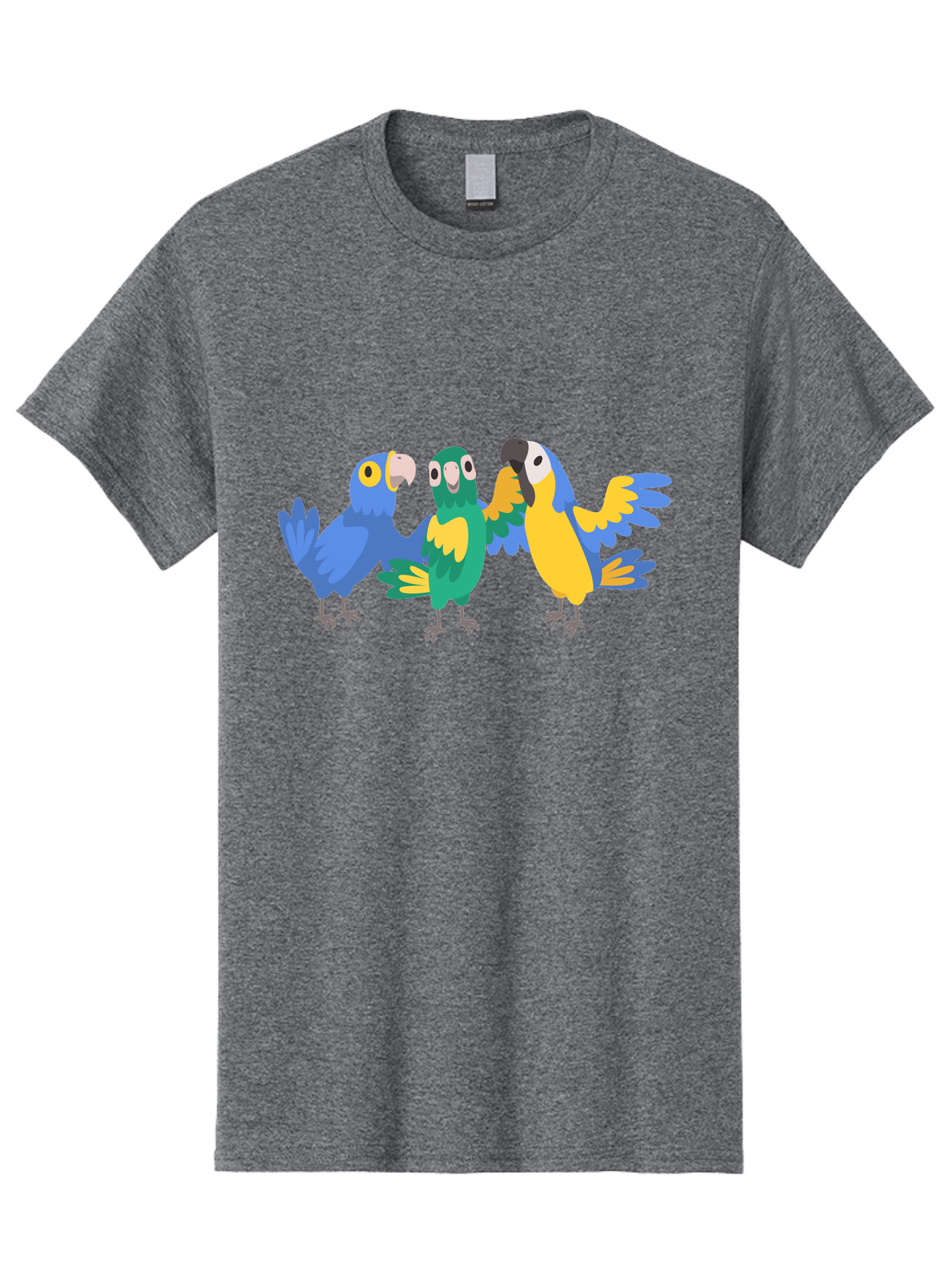 Three-Parrots-1 Men'S Graphic Tee, 100% Cotton, Comfortable Casual Summer Wear, Machine Washable, Colorful Parrots, Vibrant Plumage, Playful Birds, Blue And Yellow Feathers, Parrot Illustration, Playful Interaction, Wild Birds, Parrot Species Aab891