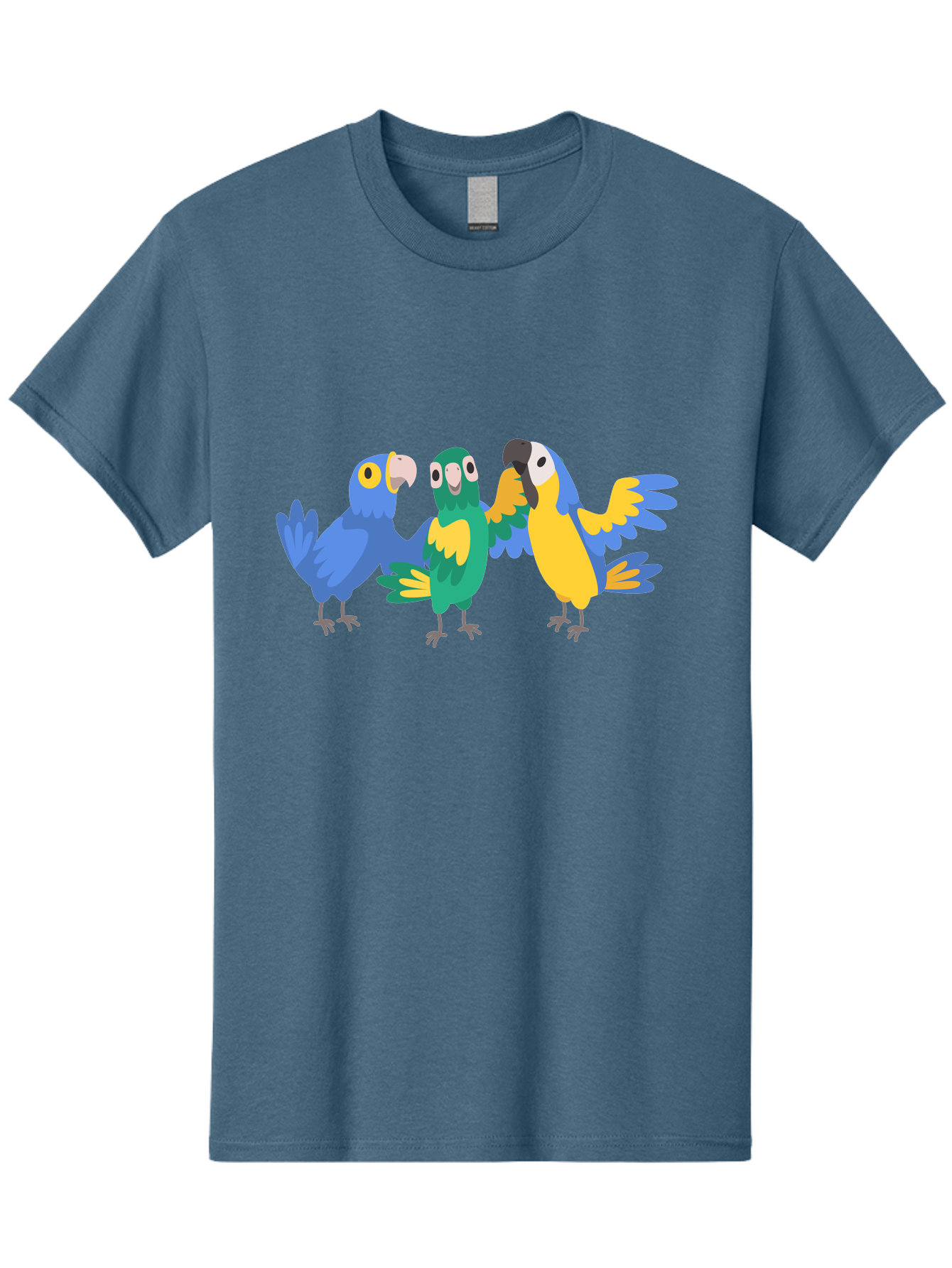 Three-Parrots-1 Men'S Graphic Tee, 100% Cotton, Comfortable Casual Summer Wear, Machine Washable, Colorful Parrots, Vibrant Plumage, Playful Birds, Blue And Yellow Feathers, Parrot Illustration, Playful Interaction, Wild Birds, Parrot Species Aab891