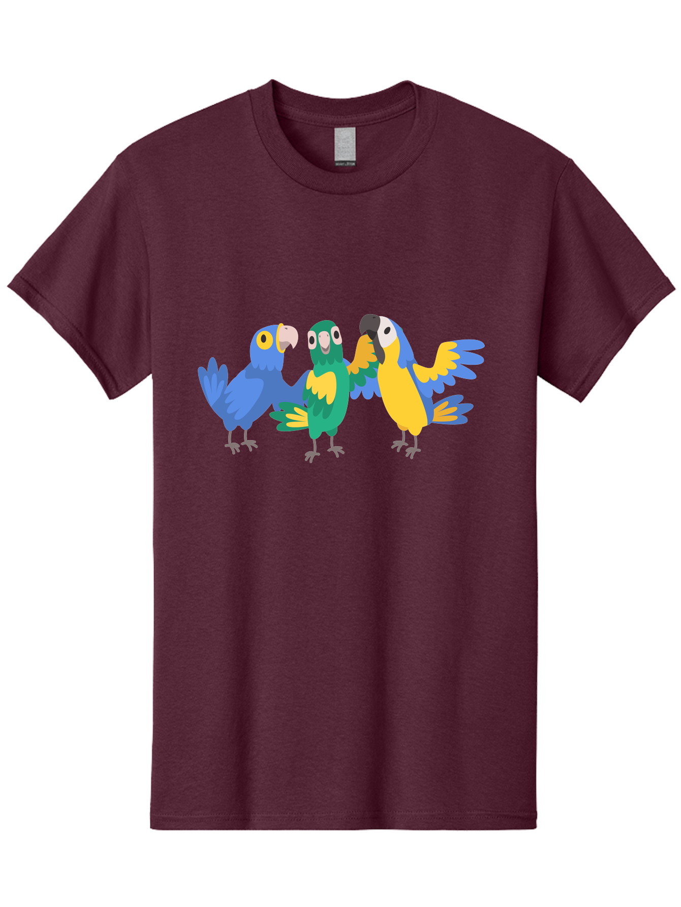 Three-Parrots-1 Men'S Graphic Tee, 100% Cotton, Comfortable Casual Summer Wear, Machine Washable, Colorful Parrots, Vibrant Plumage, Playful Birds, Blue And Yellow Feathers, Parrot Illustration, Playful Interaction, Wild Birds, Parrot Species Aab891