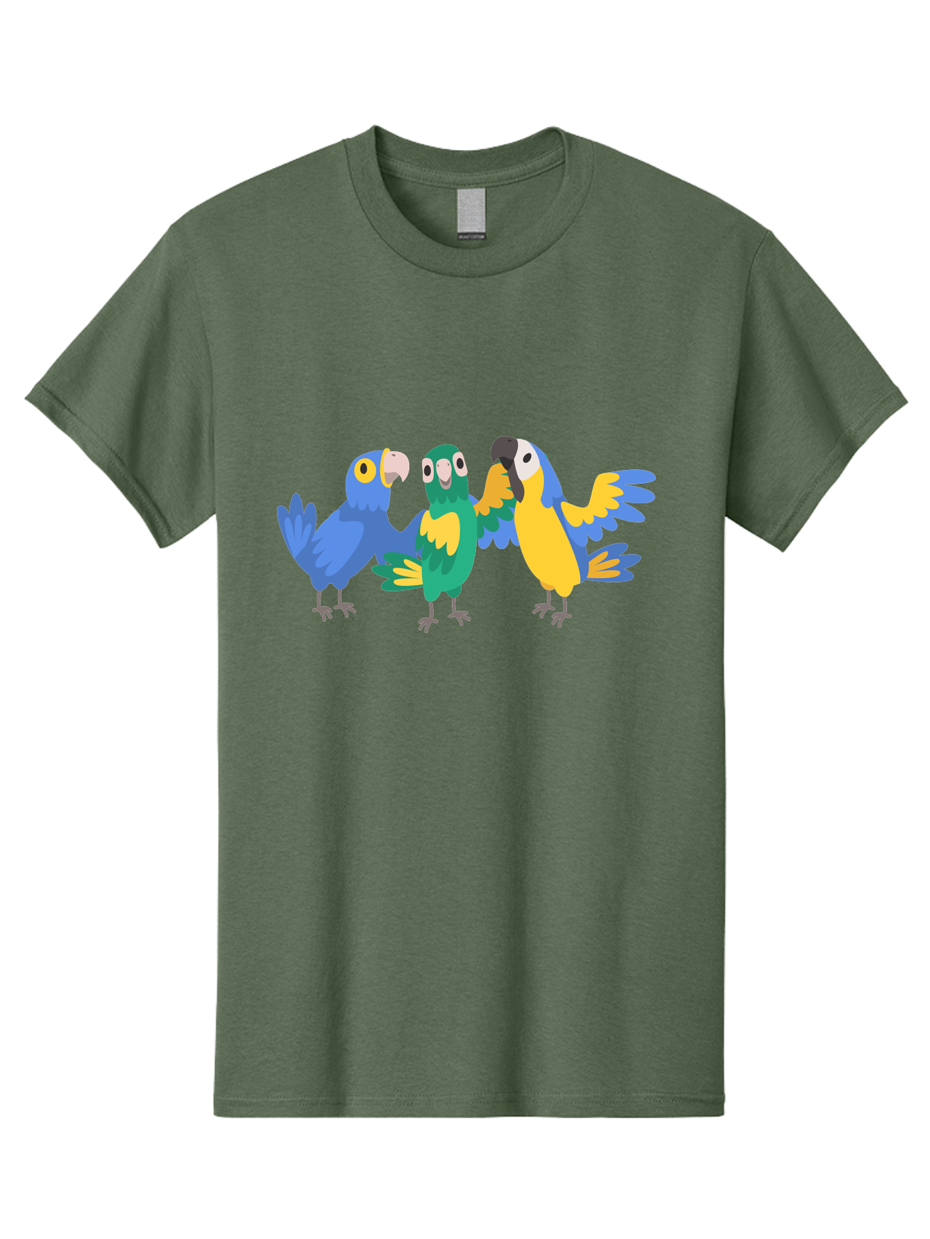 Three-Parrots-1 Men'S Graphic Tee, 100% Cotton, Comfortable Casual Summer Wear, Machine Washable, Colorful Parrots, Vibrant Plumage, Playful Birds, Blue And Yellow Feathers, Parrot Illustration, Playful Interaction, Wild Birds, Parrot Species Aab891