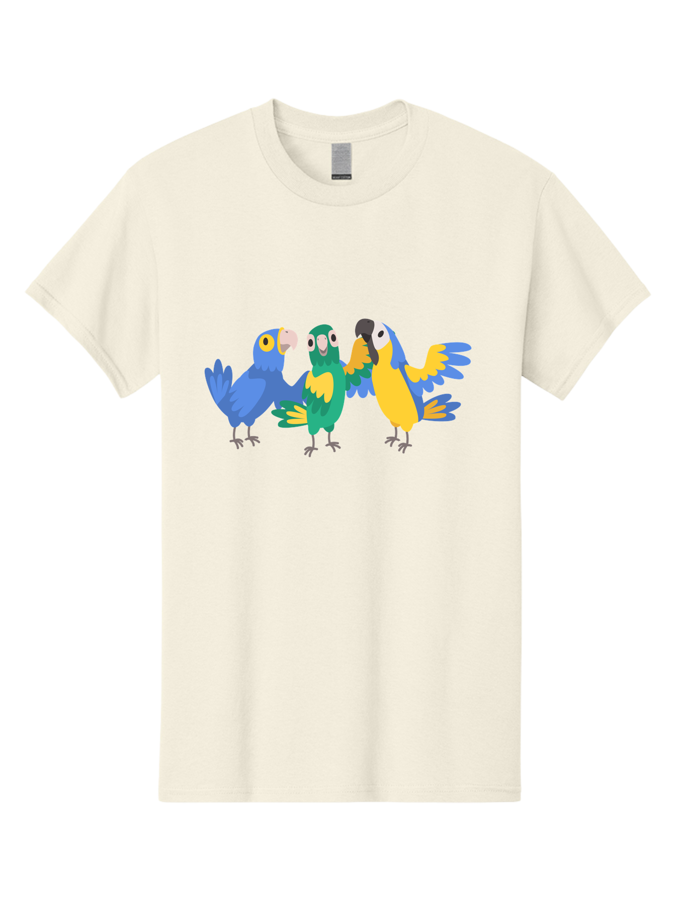 Three-Parrots-1 Men'S Graphic Tee, 100% Cotton, Comfortable Casual Summer Wear, Machine Washable, Colorful Parrots, Vibrant Plumage, Playful Birds, Blue And Yellow Feathers, Parrot Illustration, Playful Interaction, Wild Birds, Parrot Species Aab891