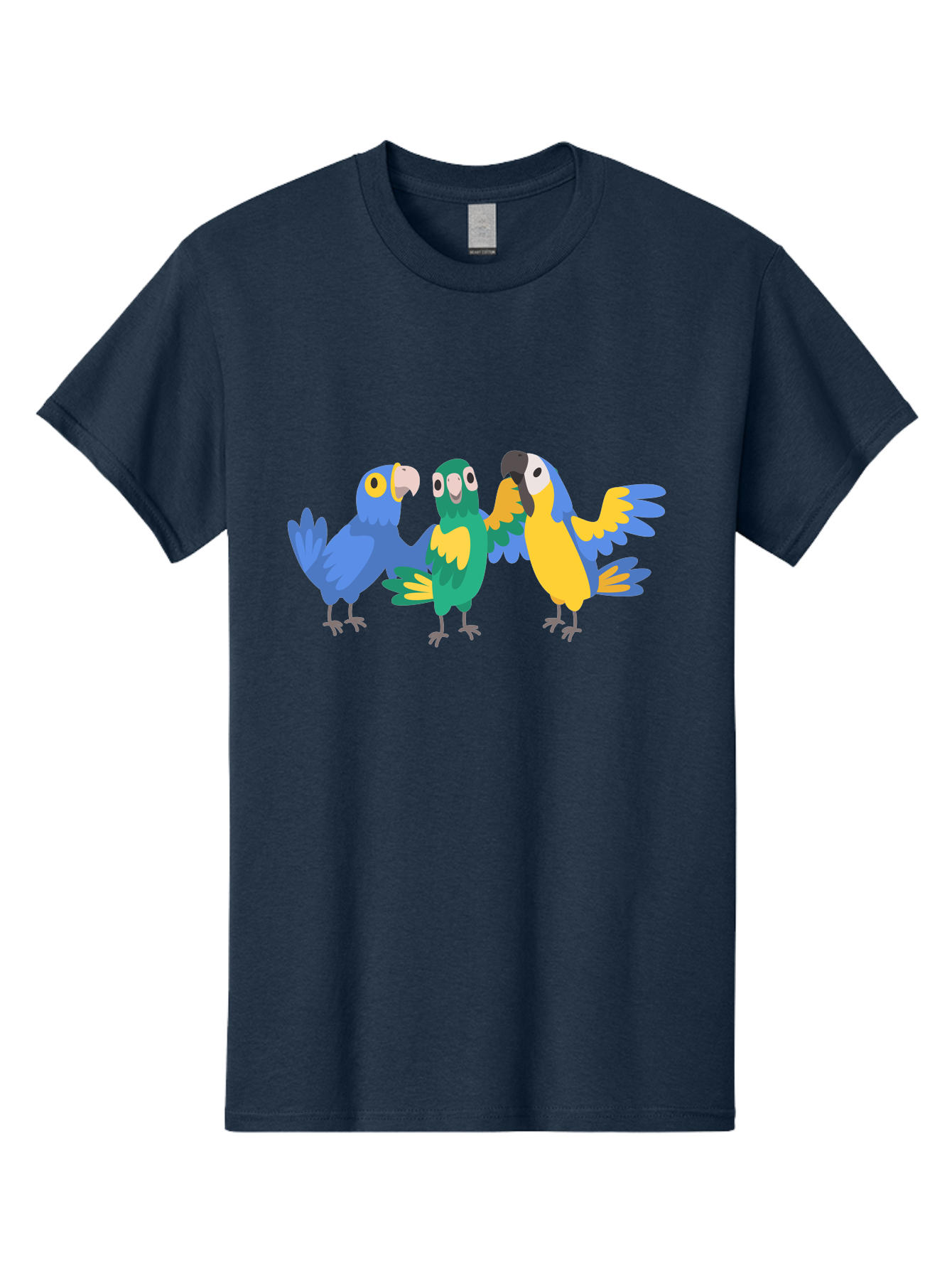 Three-Parrots-1 Men'S Graphic Tee, 100% Cotton, Comfortable Casual Summer Wear, Machine Washable, Colorful Parrots, Vibrant Plumage, Playful Birds, Blue And Yellow Feathers, Parrot Illustration, Playful Interaction, Wild Birds, Parrot Species Aab891