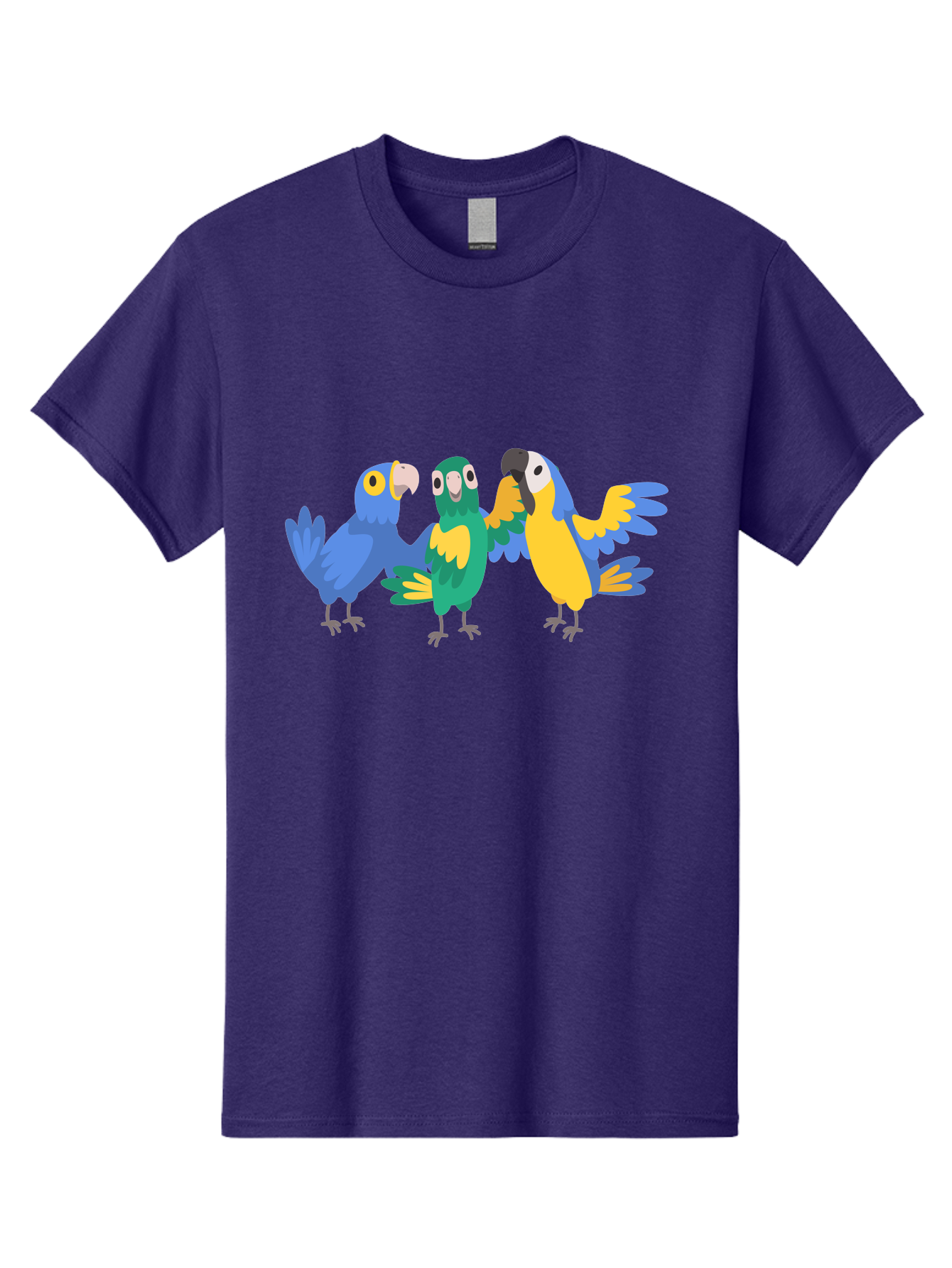 Three-Parrots-1 Men'S Graphic Tee, 100% Cotton, Comfortable Casual Summer Wear, Machine Washable, Colorful Parrots, Vibrant Plumage, Playful Birds, Blue And Yellow Feathers, Parrot Illustration, Playful Interaction, Wild Birds, Parrot Species Aab891