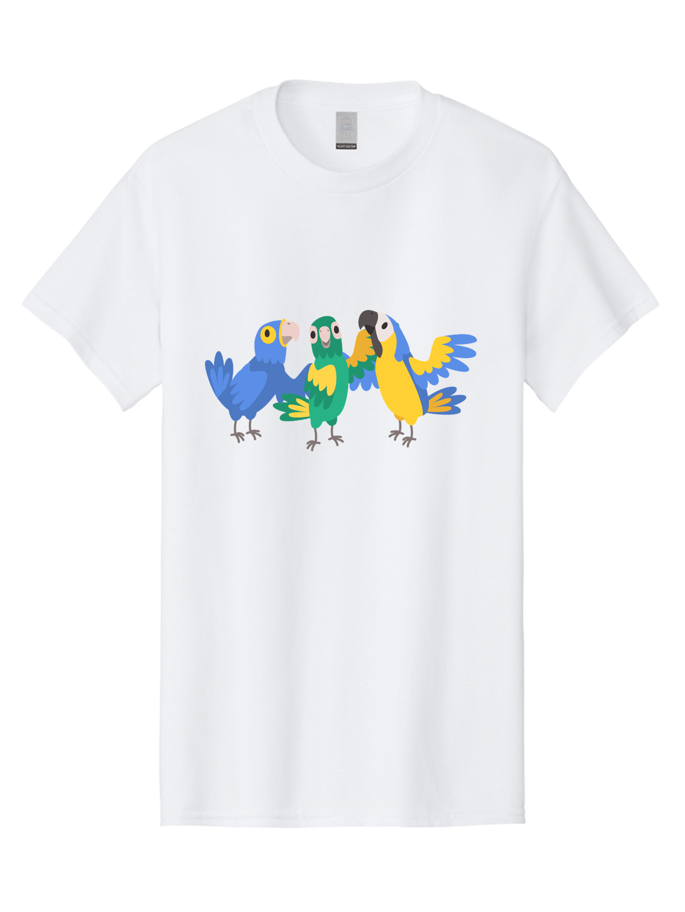 Three-Parrots-1 Men'S Graphic Tee, 100% Cotton, Comfortable Casual Summer Wear, Machine Washable, Colorful Parrots, Vibrant Plumage, Playful Birds, Blue And Yellow Feathers, Parrot Illustration, Playful Interaction, Wild Birds, Parrot Species Aab891