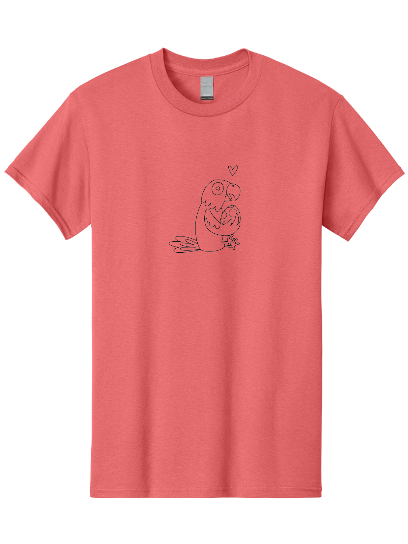 Two-Parrots-Hugging Men'S Graphic Tee, 100% Cotton, Comfortable Casual Summer Wear, Machine Washable, Parrot Hugging Chick, Cute Cartoon Animals, Bird Love, Adorable Illustration, Heartwarming Scene, Animal Affection, Tender Moment, Aab895