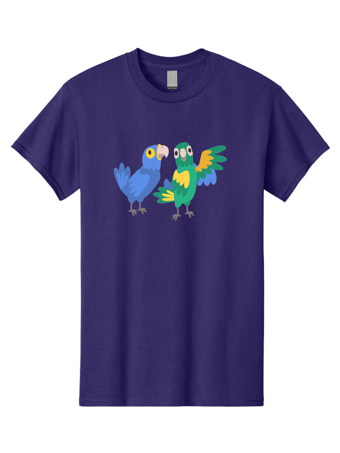Two-Parrots Men'S Graphic Tee, 100% Cotton, Comfortable Casual Summer Wear, Machine Washable, Cartoon Parrots, Colorful Birds, Vibrant Plumage, Blue Parrot, Green Parrot, Yellow Accents, Playful Birds, Animated Creatures, Parrot Illustration, Aab896