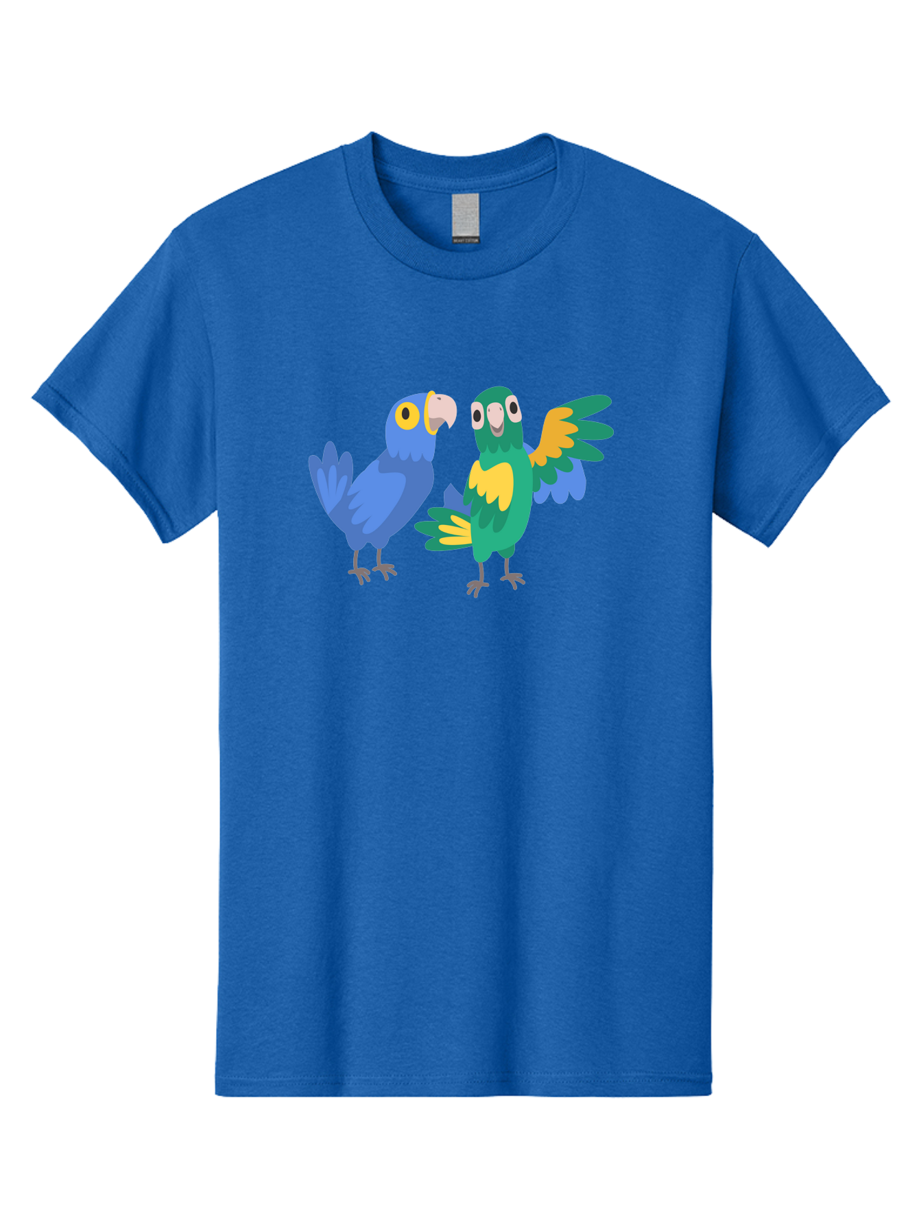 Two-Parrots Men'S Graphic Tee, 100% Cotton, Comfortable Casual Summer Wear, Machine Washable, Cartoon Parrots, Colorful Birds, Vibrant Plumage, Blue Parrot, Green Parrot, Yellow Accents, Playful Birds, Animated Creatures, Parrot Illustration, Aab896