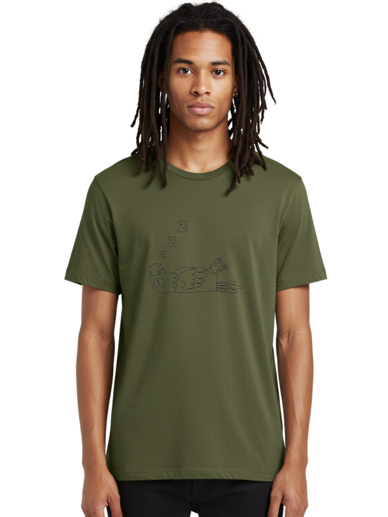 Z-Z-Z-Bird Men'S Graphic Tee, 100% Cotton, Comfortable Casual Summer Wear, Machine Washable, Sleeping Bird, Cartoon Character, Resting Animal, Dreamy Atmosphere, Peaceful Scene, Cute Illustration, Zzz, Sleep Mode, Relaxed Bird Aab897