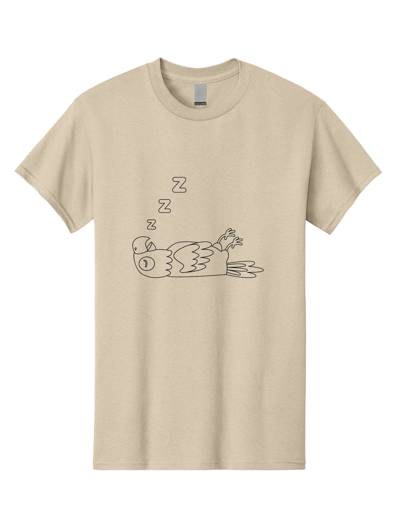 Z-Z-Z-Bird Men'S Graphic Tee, 100% Cotton, Comfortable Casual Summer Wear, Machine Washable, Sleeping Bird, Cartoon Character, Resting Animal, Dreamy Atmosphere, Peaceful Scene, Cute Illustration, Zzz, Sleep Mode, Relaxed Bird Aab897