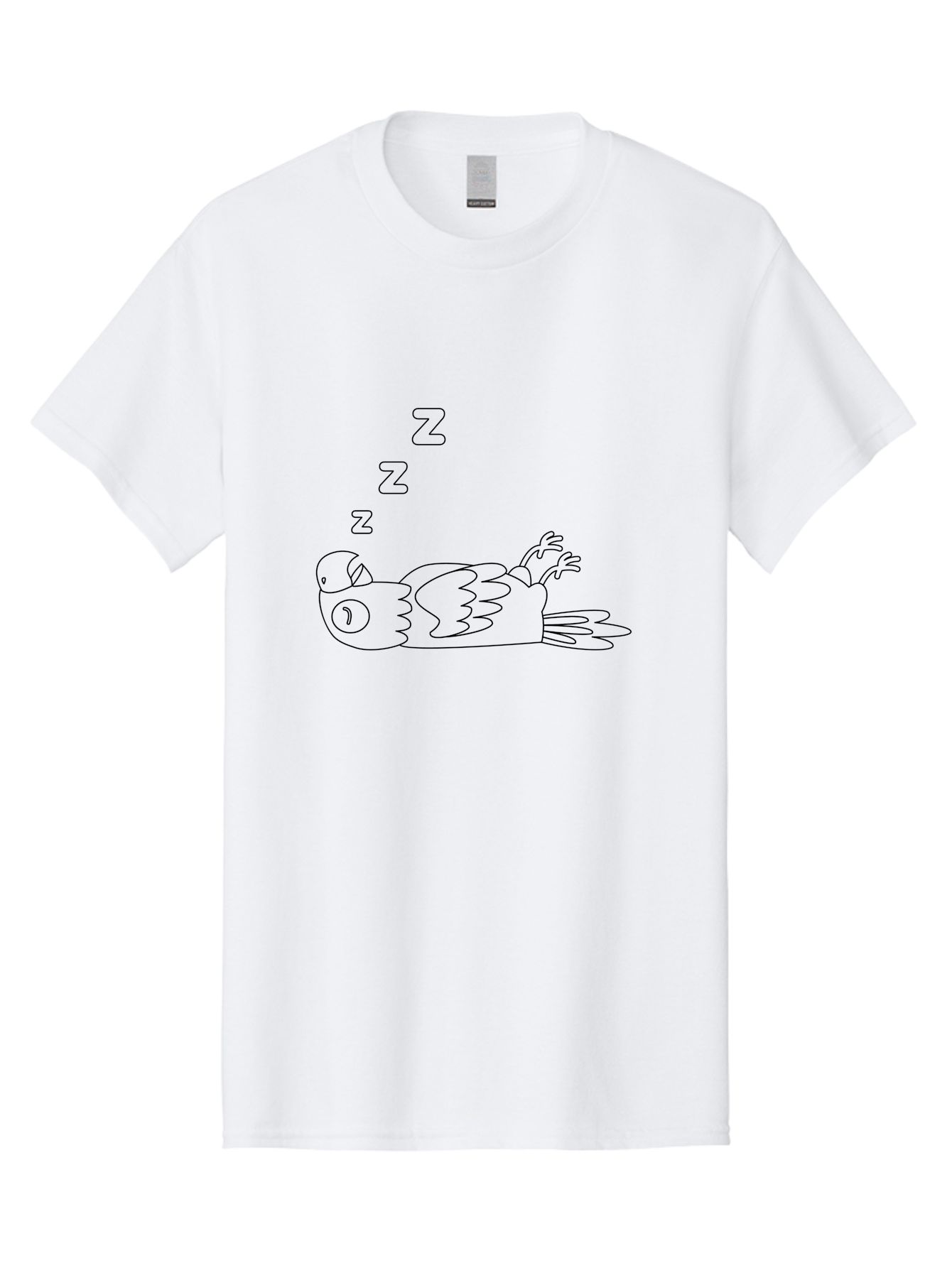 Z-Z-Z-Bird Men'S Graphic Tee, 100% Cotton, Comfortable Casual Summer Wear, Machine Washable, Sleeping Bird, Cartoon Character, Resting Animal, Dreamy Atmosphere, Peaceful Scene, Cute Illustration, Zzz, Sleep Mode, Relaxed Bird Aab897