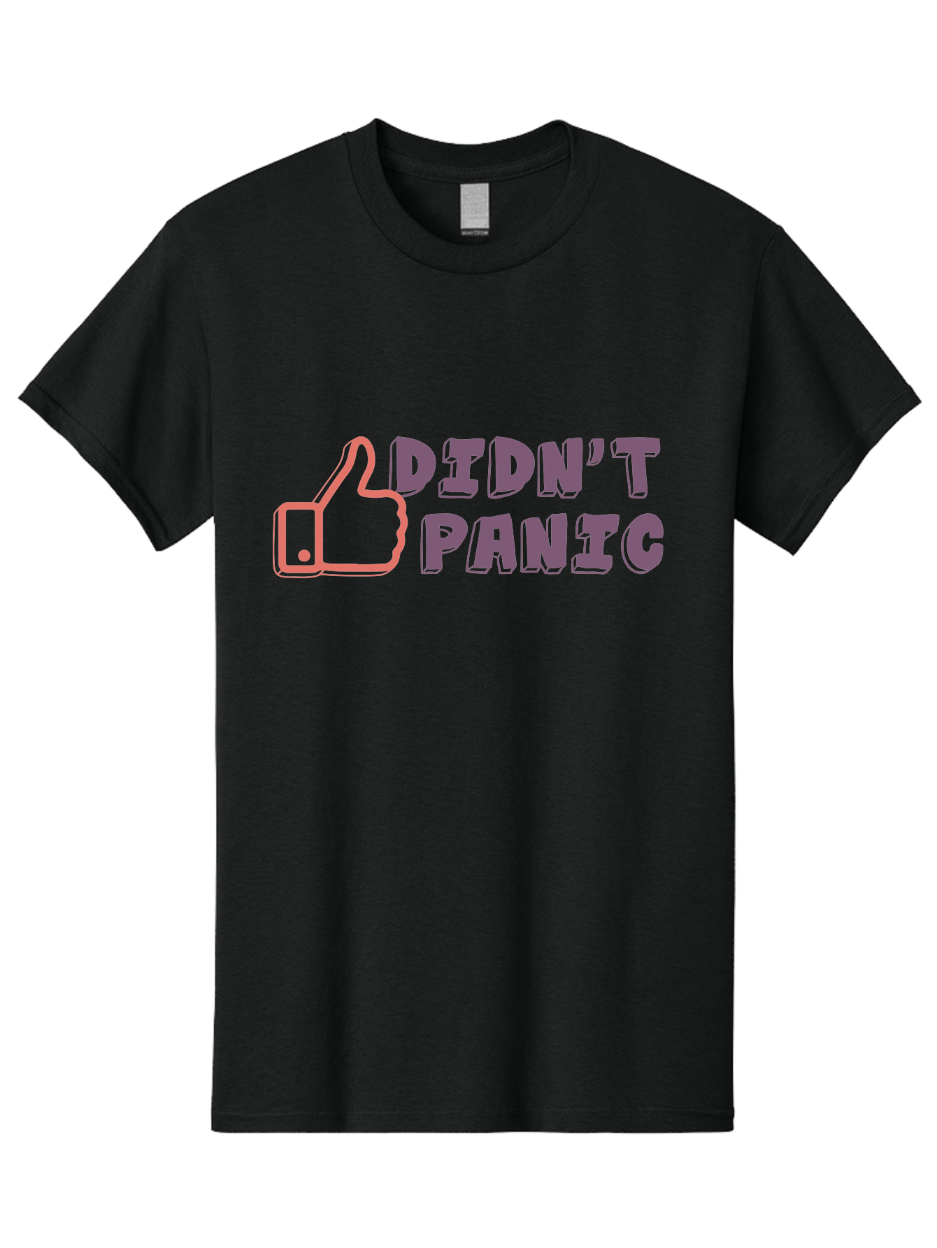 Didn-T-Panic Men'S Graphic Tee, 100% Cotton, Comfortable Casual Summer Wear, Machine Washable, Thumbs Up, Approval, Calmness, Confidence, Positivity, Humor, Parody, Sarcasm, Laid Back Attitude, Relaxed Vibe, Funny Meme Aab898