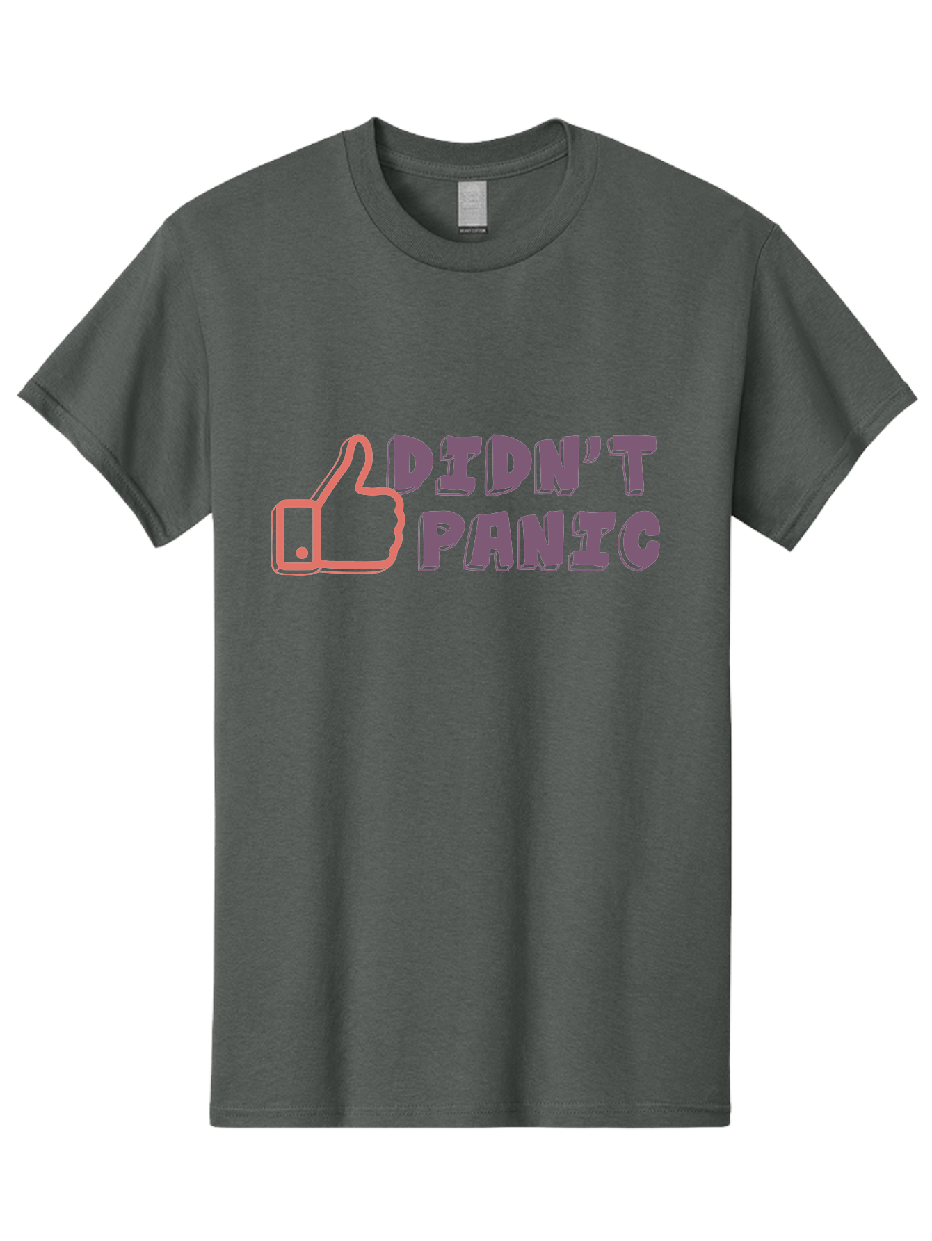 Didn-T-Panic Men'S Graphic Tee, 100% Cotton, Comfortable Casual Summer Wear, Machine Washable, Thumbs Up, Approval, Calmness, Confidence, Positivity, Humor, Parody, Sarcasm, Laid Back Attitude, Relaxed Vibe, Funny Meme Aab898