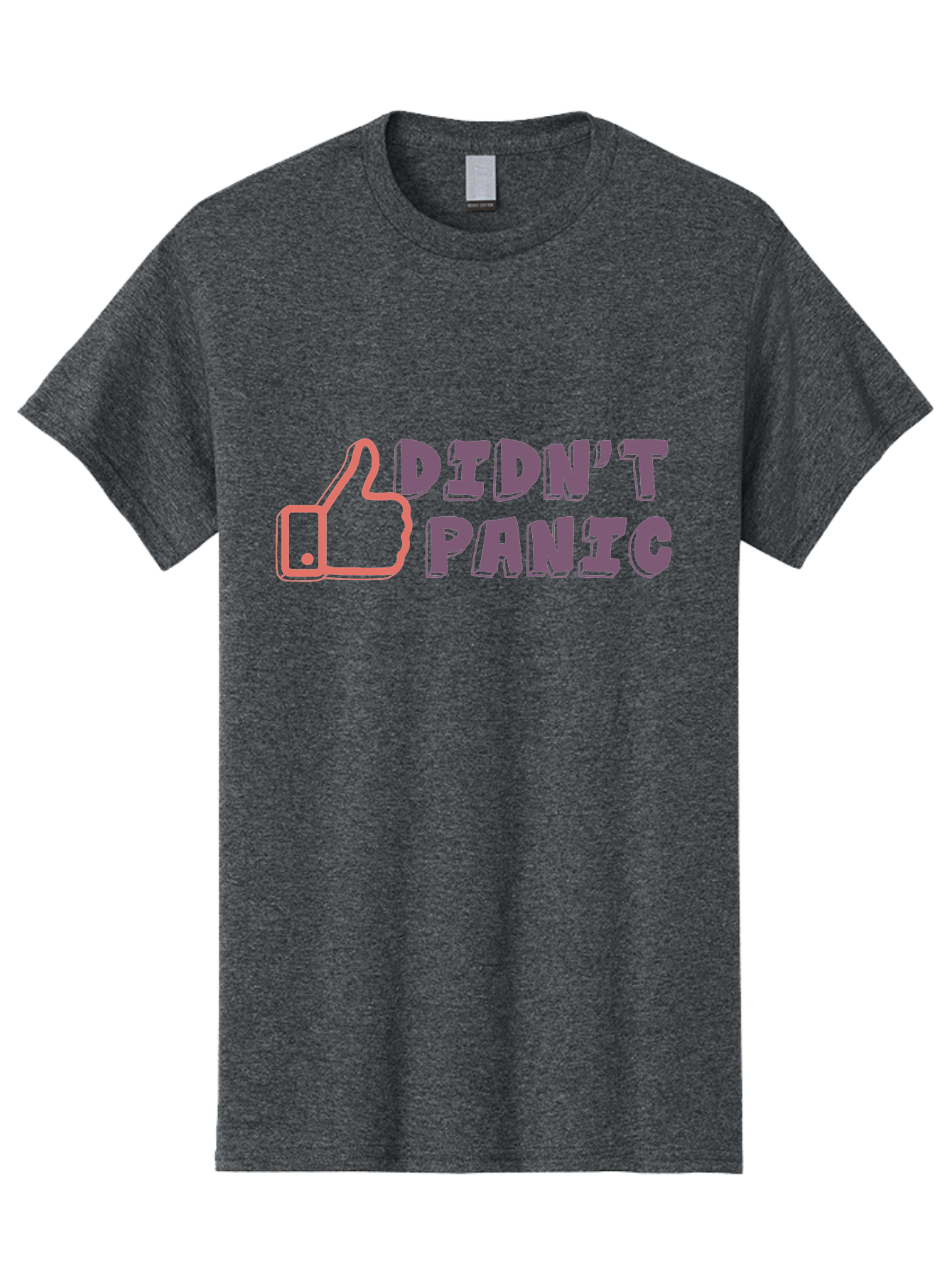 Didn-T-Panic Men'S Graphic Tee, 100% Cotton, Comfortable Casual Summer Wear, Machine Washable, Thumbs Up, Approval, Calmness, Confidence, Positivity, Humor, Parody, Sarcasm, Laid Back Attitude, Relaxed Vibe, Funny Meme Aab898