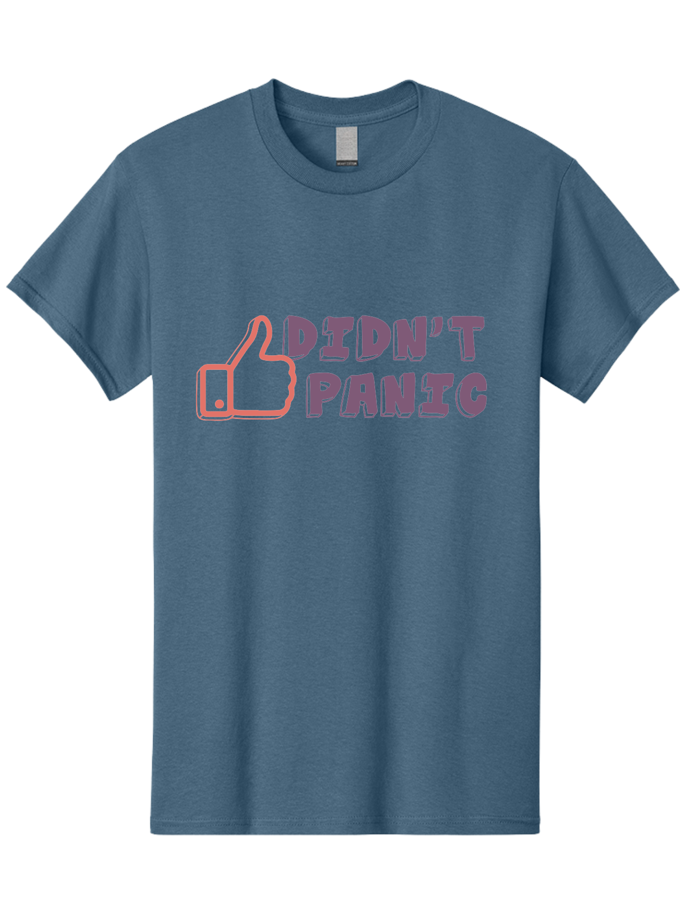 Didn-T-Panic Men'S Graphic Tee, 100% Cotton, Comfortable Casual Summer Wear, Machine Washable, Thumbs Up, Approval, Calmness, Confidence, Positivity, Humor, Parody, Sarcasm, Laid Back Attitude, Relaxed Vibe, Funny Meme Aab898