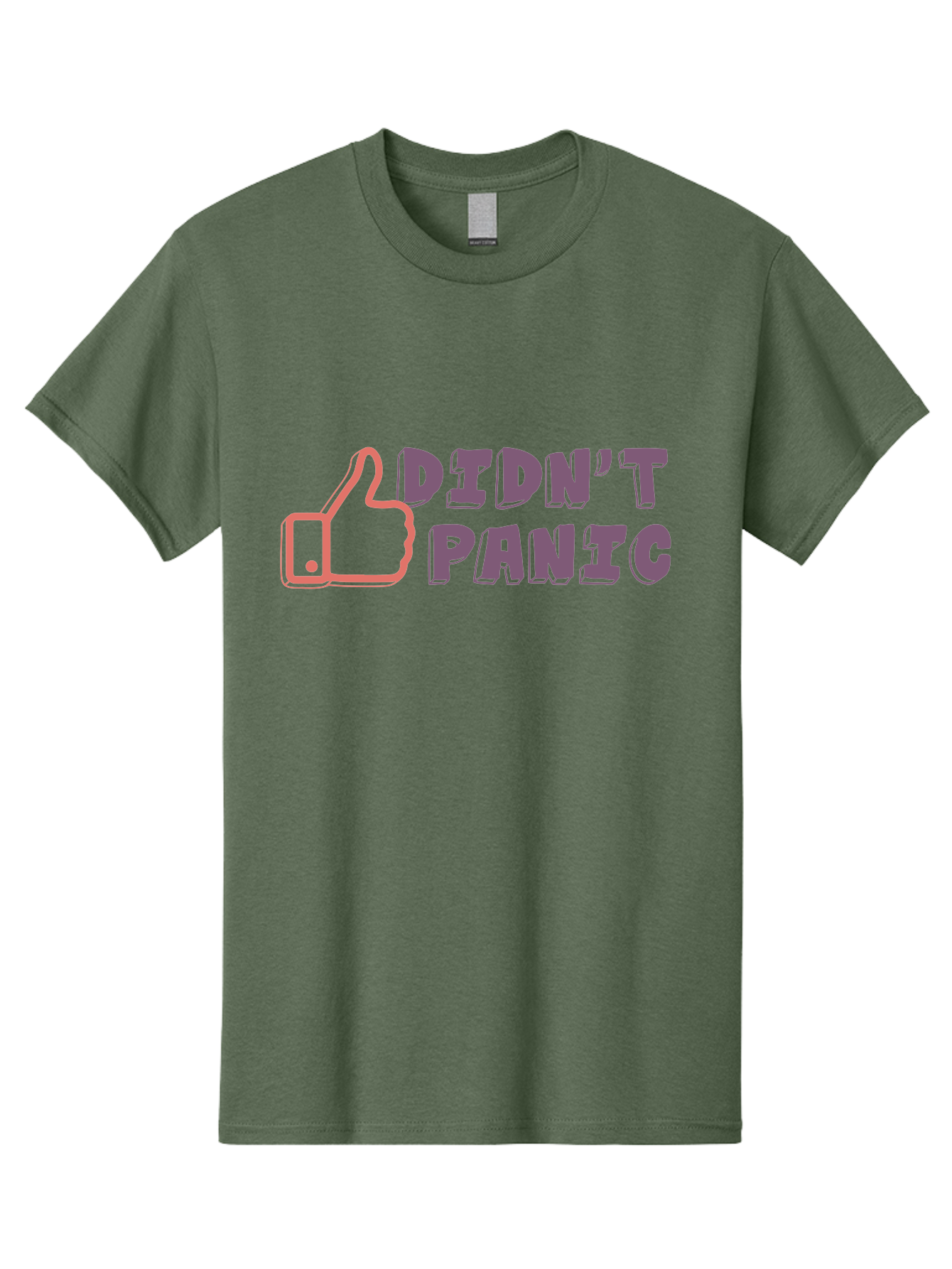 Didn-T-Panic Men'S Graphic Tee, 100% Cotton, Comfortable Casual Summer Wear, Machine Washable, Thumbs Up, Approval, Calmness, Confidence, Positivity, Humor, Parody, Sarcasm, Laid Back Attitude, Relaxed Vibe, Funny Meme Aab898