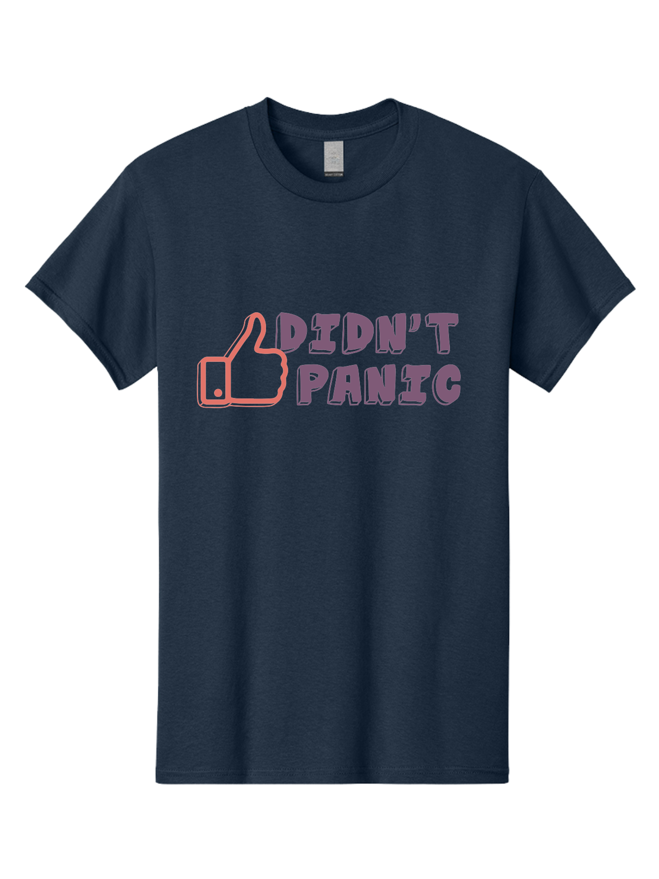 Didn-T-Panic Men'S Graphic Tee, 100% Cotton, Comfortable Casual Summer Wear, Machine Washable, Thumbs Up, Approval, Calmness, Confidence, Positivity, Humor, Parody, Sarcasm, Laid Back Attitude, Relaxed Vibe, Funny Meme Aab898