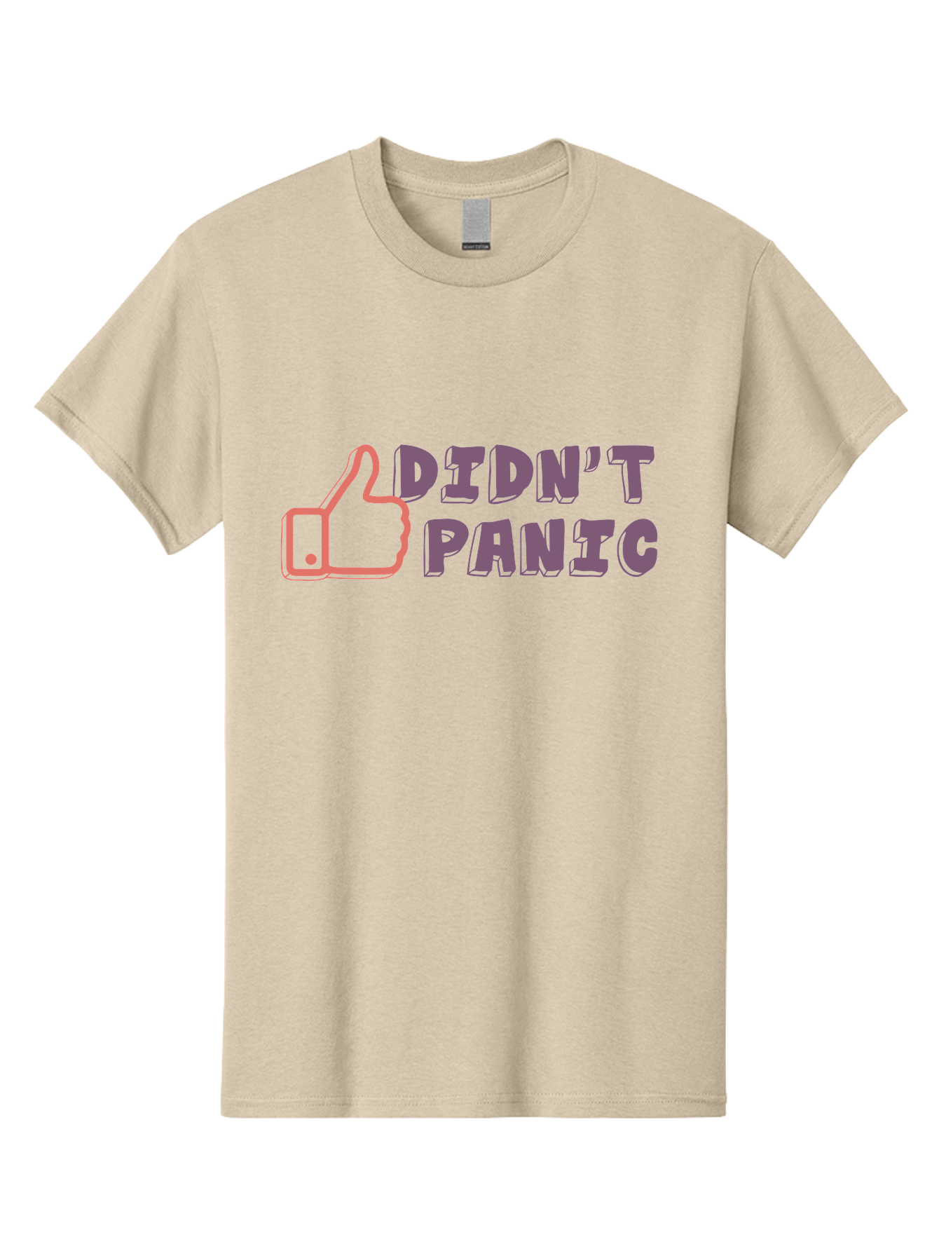 Didn-T-Panic Men'S Graphic Tee, 100% Cotton, Comfortable Casual Summer Wear, Machine Washable, Thumbs Up, Approval, Calmness, Confidence, Positivity, Humor, Parody, Sarcasm, Laid Back Attitude, Relaxed Vibe, Funny Meme Aab898