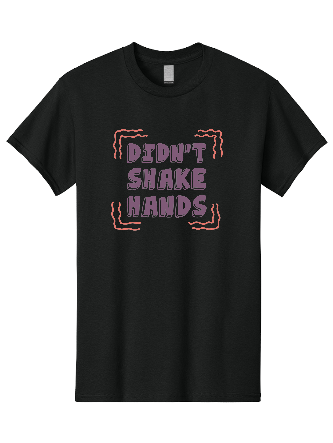 Didn-T-Shake-Hands Men'S Graphic Tee, 100% Cotton, Comfortable Casual Summer Wear, Machine Washable, Didn'T Shake Hands, Refusing Handshake, Bold Statement, Viral Meme, Humorous Graphic, Provocative Phrase, Quirky Design, Purple Text, Aab899