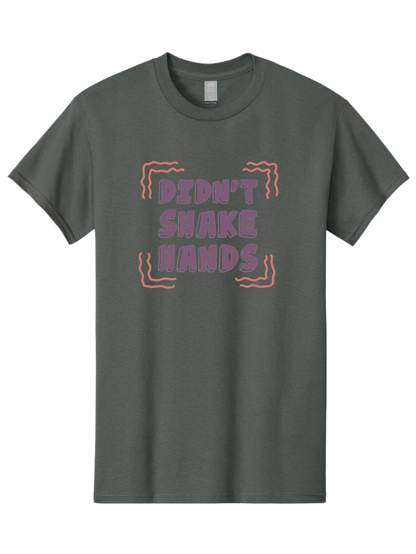 Didn-T-Shake-Hands Men'S Graphic Tee, 100% Cotton, Comfortable Casual Summer Wear, Machine Washable, Didn'T Shake Hands, Refusing Handshake, Bold Statement, Viral Meme, Humorous Graphic, Provocative Phrase, Quirky Design, Purple Text, Aab899
