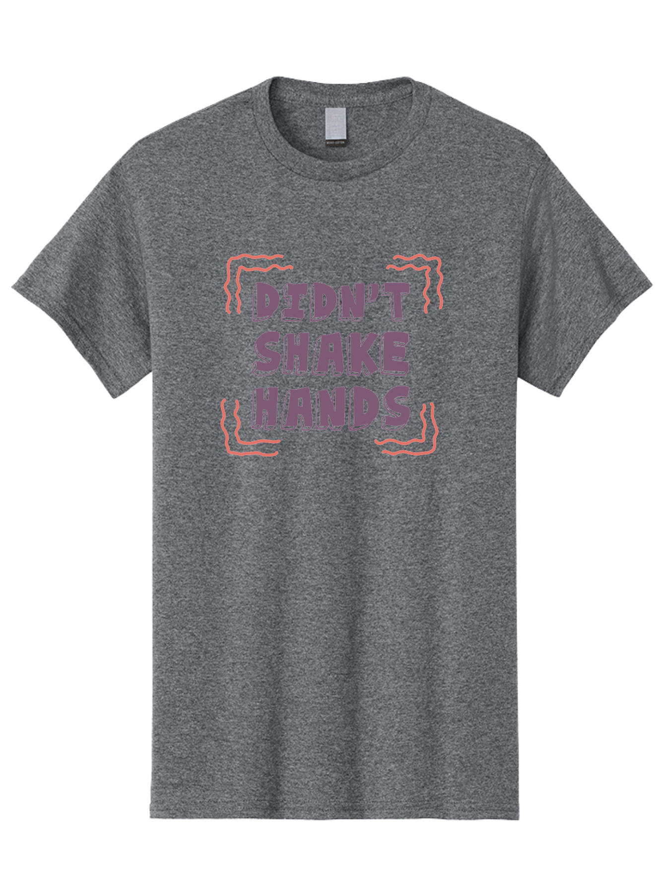 Didn-T-Shake-Hands Men'S Graphic Tee, 100% Cotton, Comfortable Casual Summer Wear, Machine Washable, Didn'T Shake Hands, Refusing Handshake, Bold Statement, Viral Meme, Humorous Graphic, Provocative Phrase, Quirky Design, Purple Text, Aab899