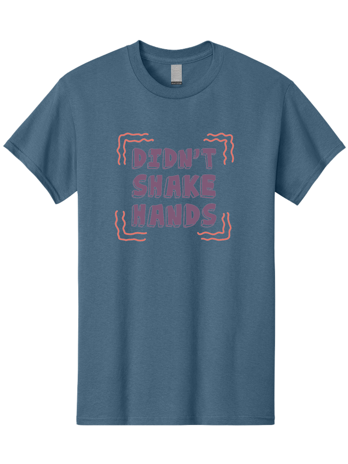 Didn-T-Shake-Hands Men'S Graphic Tee, 100% Cotton, Comfortable Casual Summer Wear, Machine Washable, Didn'T Shake Hands, Refusing Handshake, Bold Statement, Viral Meme, Humorous Graphic, Provocative Phrase, Quirky Design, Purple Text, Aab899