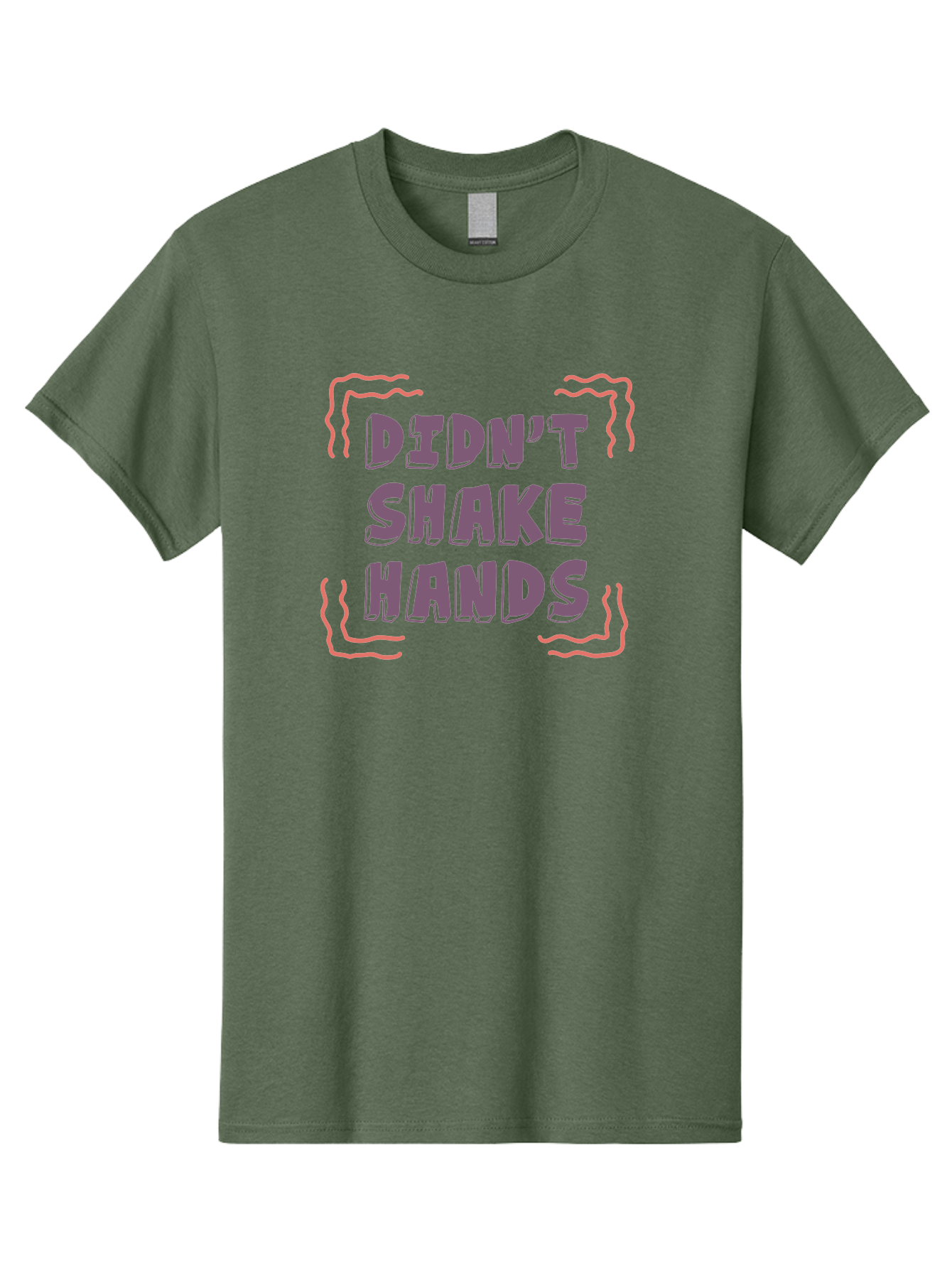 Didn-T-Shake-Hands Men'S Graphic Tee, 100% Cotton, Comfortable Casual Summer Wear, Machine Washable, Didn'T Shake Hands, Refusing Handshake, Bold Statement, Viral Meme, Humorous Graphic, Provocative Phrase, Quirky Design, Purple Text, Aab899