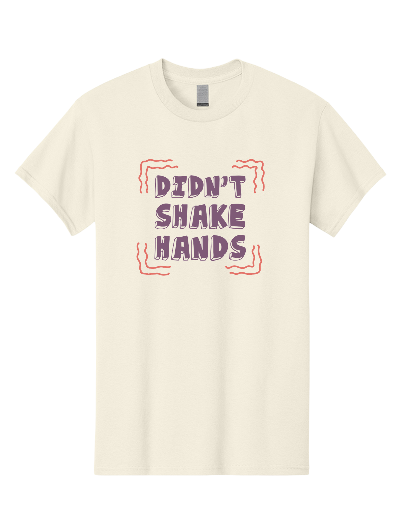 Didn-T-Shake-Hands Men'S Graphic Tee, 100% Cotton, Comfortable Casual Summer Wear, Machine Washable, Didn'T Shake Hands, Refusing Handshake, Bold Statement, Viral Meme, Humorous Graphic, Provocative Phrase, Quirky Design, Purple Text, Aab899
