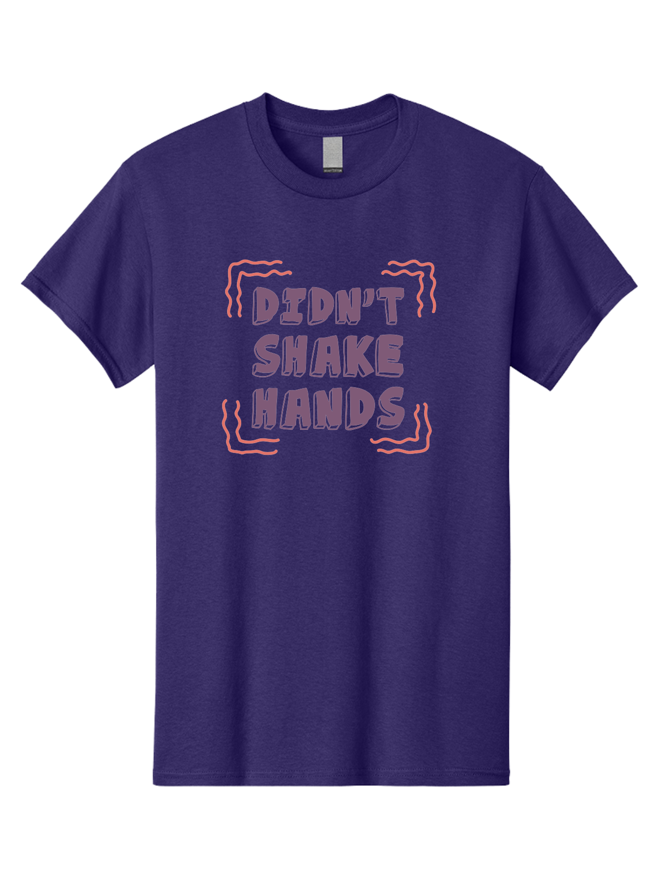 Didn-T-Shake-Hands Men'S Graphic Tee, 100% Cotton, Comfortable Casual Summer Wear, Machine Washable, Didn'T Shake Hands, Refusing Handshake, Bold Statement, Viral Meme, Humorous Graphic, Provocative Phrase, Quirky Design, Purple Text, Aab899