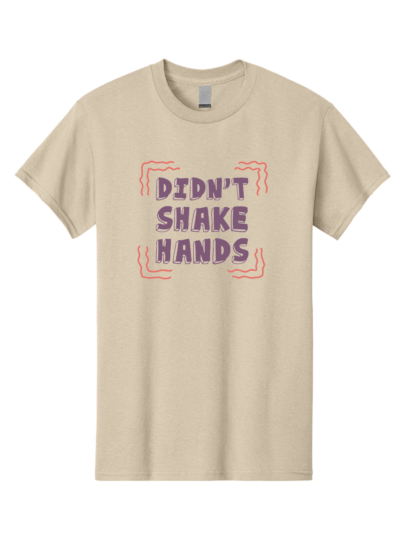 Didn-T-Shake-Hands Men'S Graphic Tee, 100% Cotton, Comfortable Casual Summer Wear, Machine Washable, Didn'T Shake Hands, Refusing Handshake, Bold Statement, Viral Meme, Humorous Graphic, Provocative Phrase, Quirky Design, Purple Text, Aab899