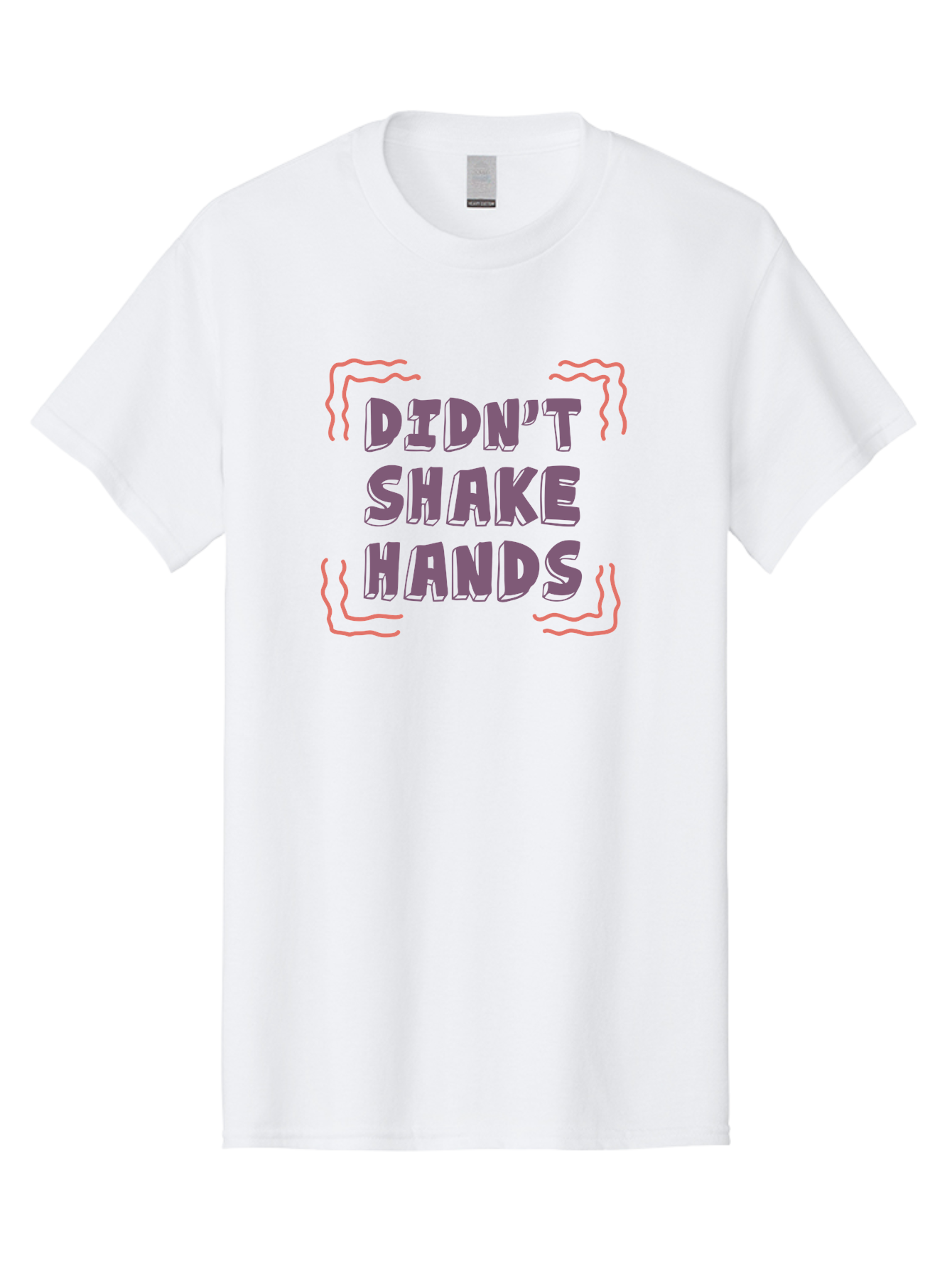 Didn-T-Shake-Hands Men'S Graphic Tee, 100% Cotton, Comfortable Casual Summer Wear, Machine Washable, Didn'T Shake Hands, Refusing Handshake, Bold Statement, Viral Meme, Humorous Graphic, Provocative Phrase, Quirky Design, Purple Text, Aab899
