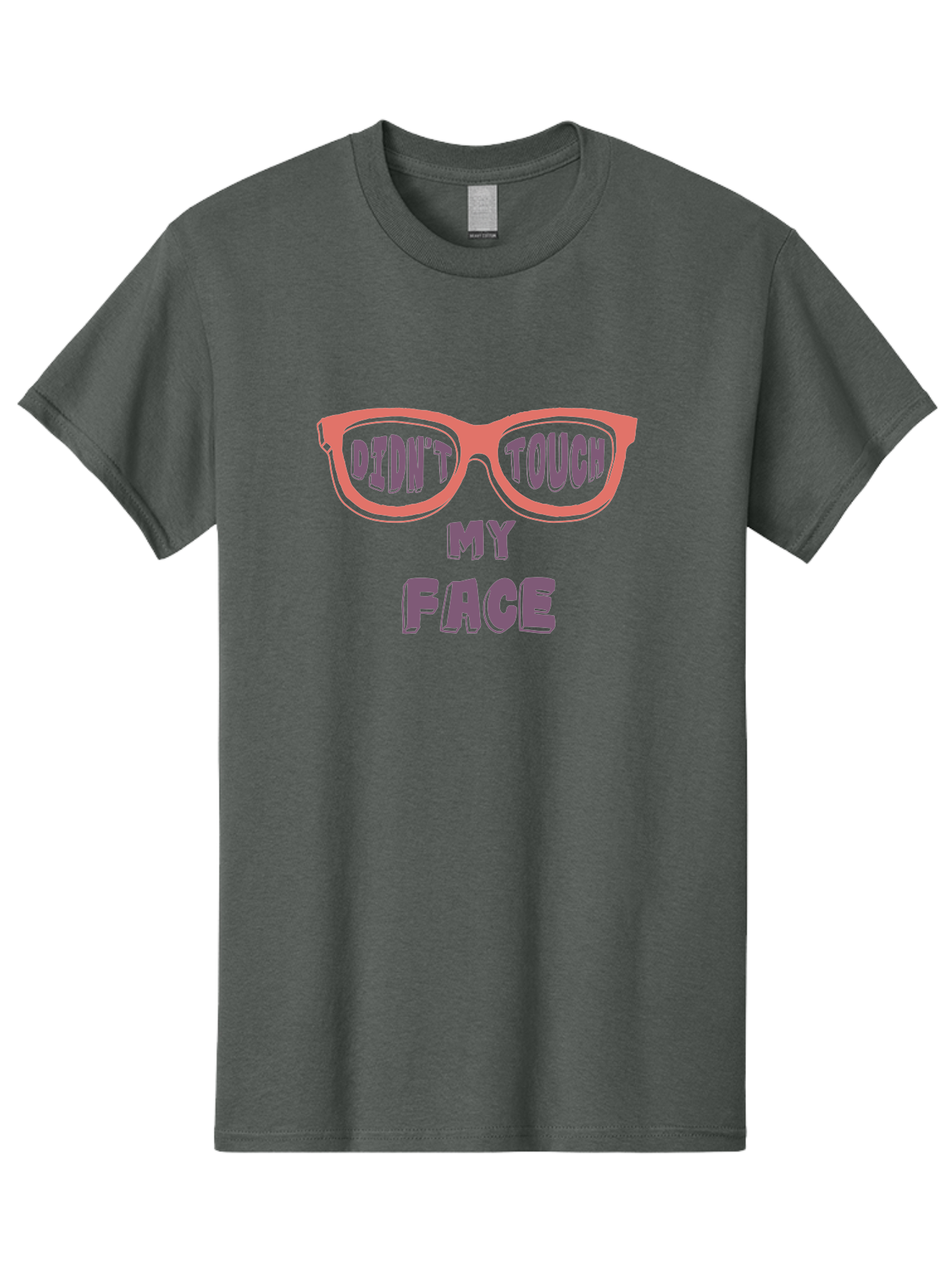 Didn-T-Touch-My-Face Men'S Graphic Tee, 100% Cotton, Comfortable Casual Summer Wear, Machine Washable, Funny Glasses, Quirky Saying, Humorous Design, Pink Glasses, Purple Text, Hygiene Reminder, Viral Meme, Eye-Catching Graphic, Aab900