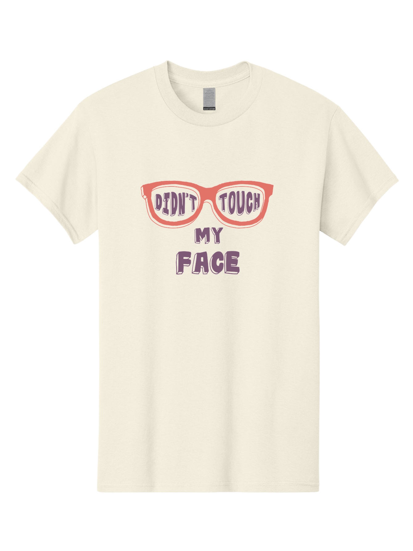 Didn-T-Touch-My-Face Men'S Graphic Tee, 100% Cotton, Comfortable Casual Summer Wear, Machine Washable, Funny Glasses, Quirky Saying, Humorous Design, Pink Glasses, Purple Text, Hygiene Reminder, Viral Meme, Eye-Catching Graphic, Aab900