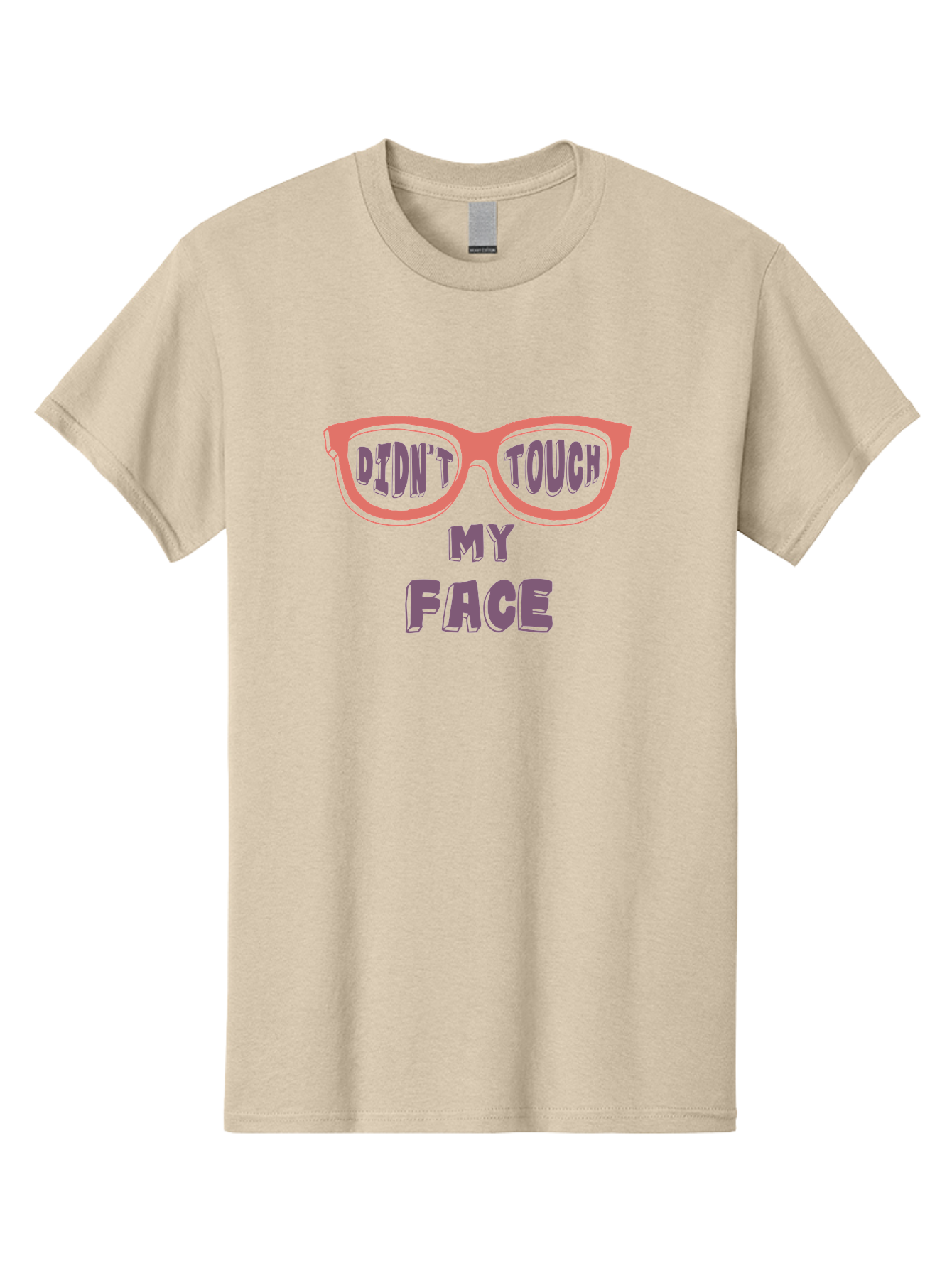 Didn-T-Touch-My-Face Men'S Graphic Tee, 100% Cotton, Comfortable Casual Summer Wear, Machine Washable, Funny Glasses, Quirky Saying, Humorous Design, Pink Glasses, Purple Text, Hygiene Reminder, Viral Meme, Eye-Catching Graphic, Aab900