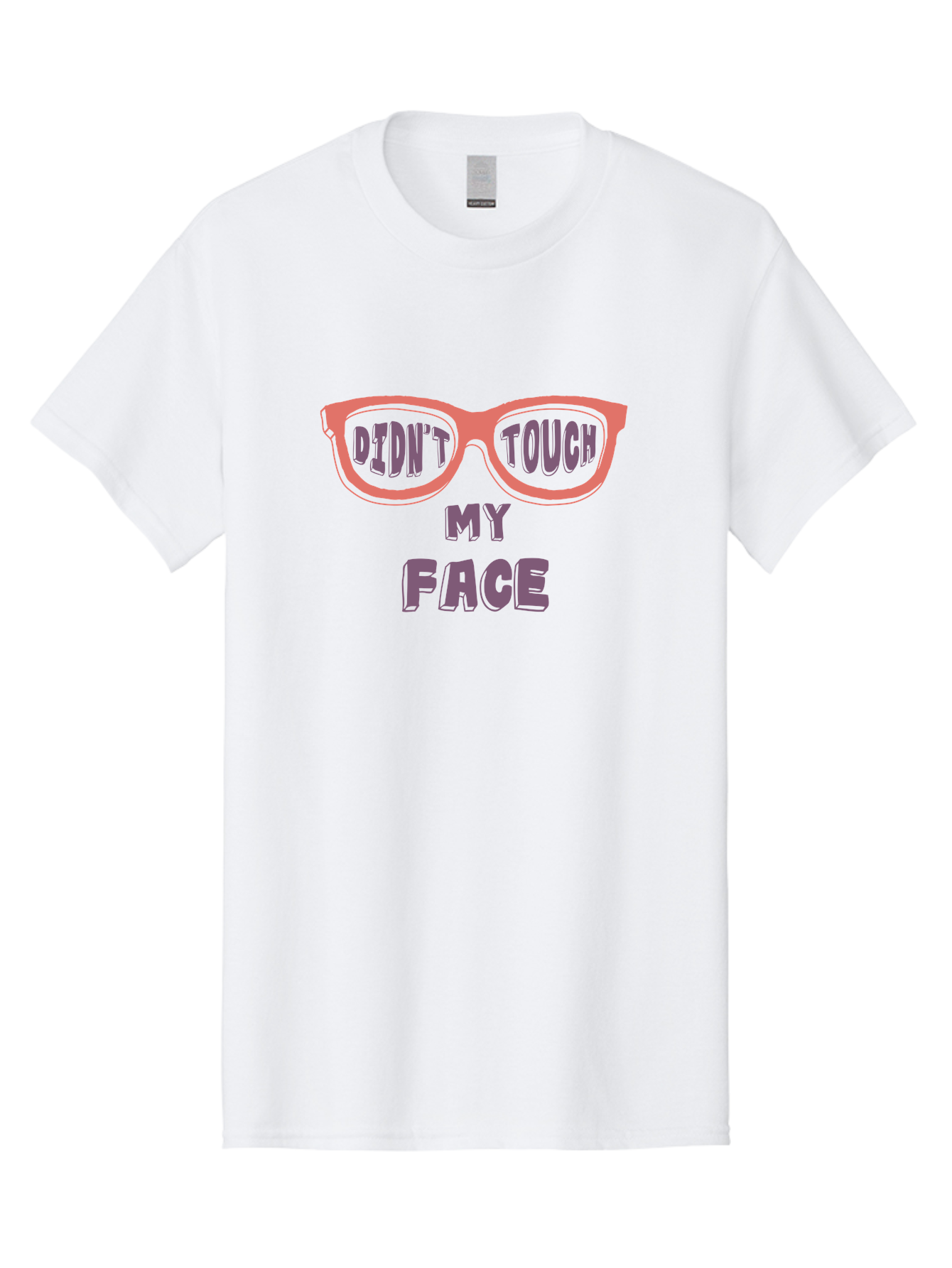Didn-T-Touch-My-Face Men'S Graphic Tee, 100% Cotton, Comfortable Casual Summer Wear, Machine Washable, Funny Glasses, Quirky Saying, Humorous Design, Pink Glasses, Purple Text, Hygiene Reminder, Viral Meme, Eye-Catching Graphic, Aab900