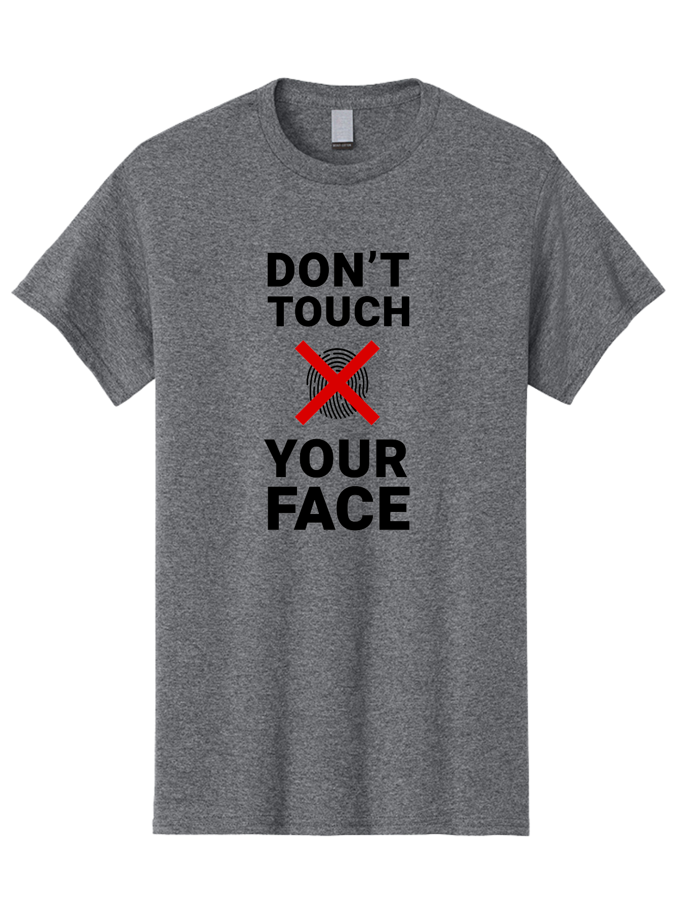 Don-T-Touch-Your-Face Men'S Graphic Tee, 100% Cotton, Comfortable Casual Summer Wear, Machine Washable, Public Health Warning, Hygiene Reminder, Face Touching Prevention, Fingerprint Graphic, Red Cross Symbol, Health Safety Message, Aab901
