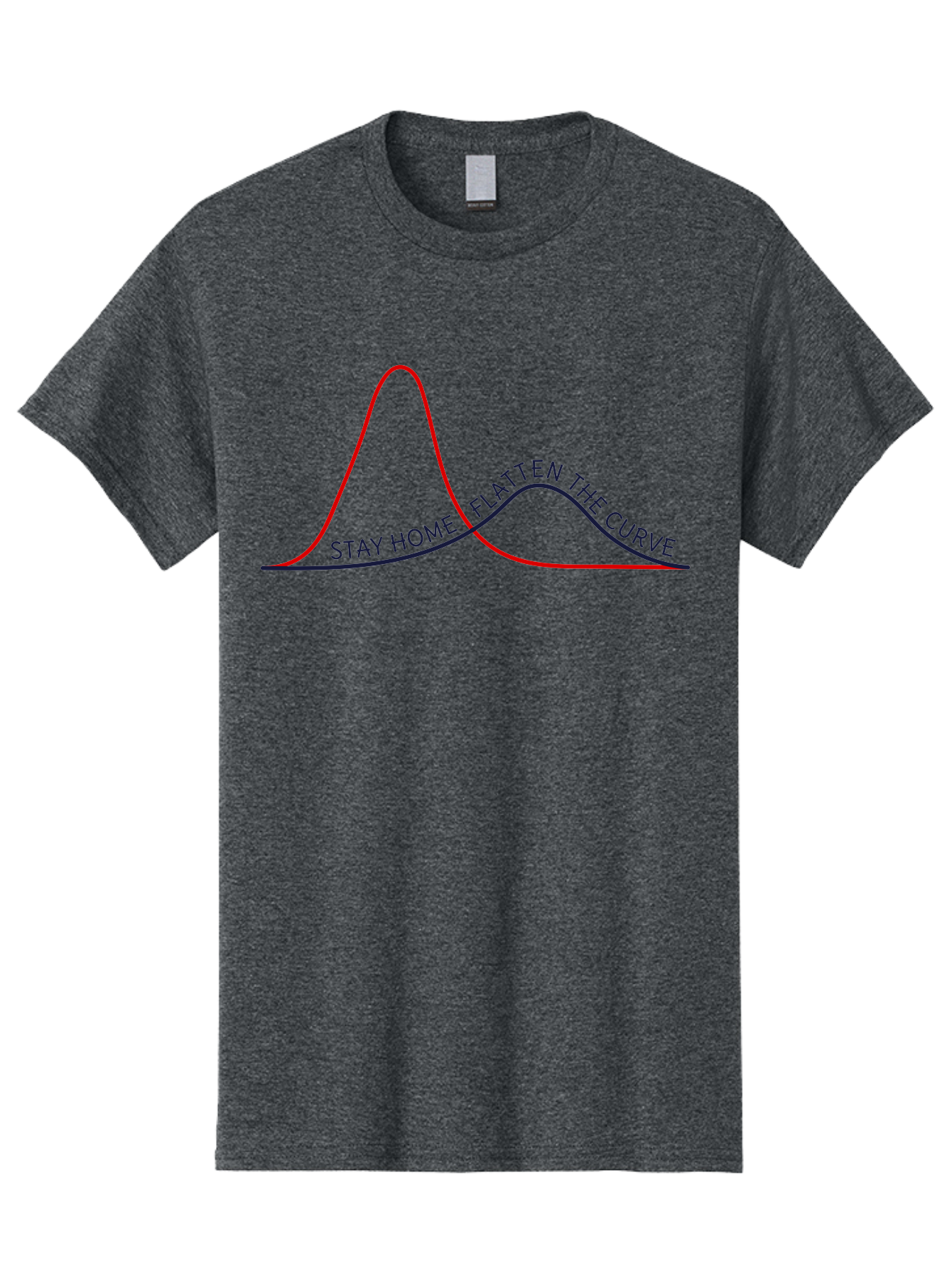 Flatten-The-Curve Men'S Graphic Tee, 100% Cotton, Comfortable Casual Summer Wear, Machine Washable, Flatten The Curve Graph, Covid-19 Prevention, Stay Home Message, Public Health Awareness, Pandemic Control, Epidemiology Chart, Aab903