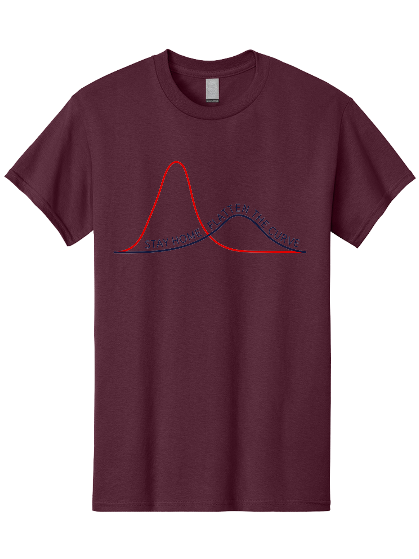 Flatten-The-Curve Men'S Graphic Tee, 100% Cotton, Comfortable Casual Summer Wear, Machine Washable, Flatten The Curve Graph, Covid-19 Prevention, Stay Home Message, Public Health Awareness, Pandemic Control, Epidemiology Chart, Aab903