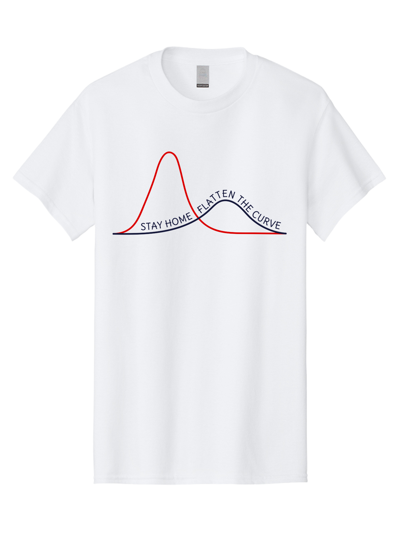Flatten-The-Curve Men'S Graphic Tee, 100% Cotton, Comfortable Casual Summer Wear, Machine Washable, Flatten The Curve Graph, Covid-19 Prevention, Stay Home Message, Public Health Awareness, Pandemic Control, Epidemiology Chart, Aab903