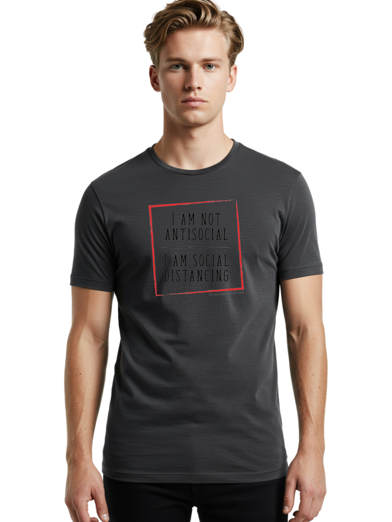 I-Am-Not-Antisocial-I-Am-Social-Distancing Men'S Graphic Tee, 100% Cotton, Comfortable Casual Summer Wear, Machine Washable, Social Distancing Awareness, Stay Home Save Lives, Covid-19 Prevention, Coronavirus Safety, Public Health Message, Aab904