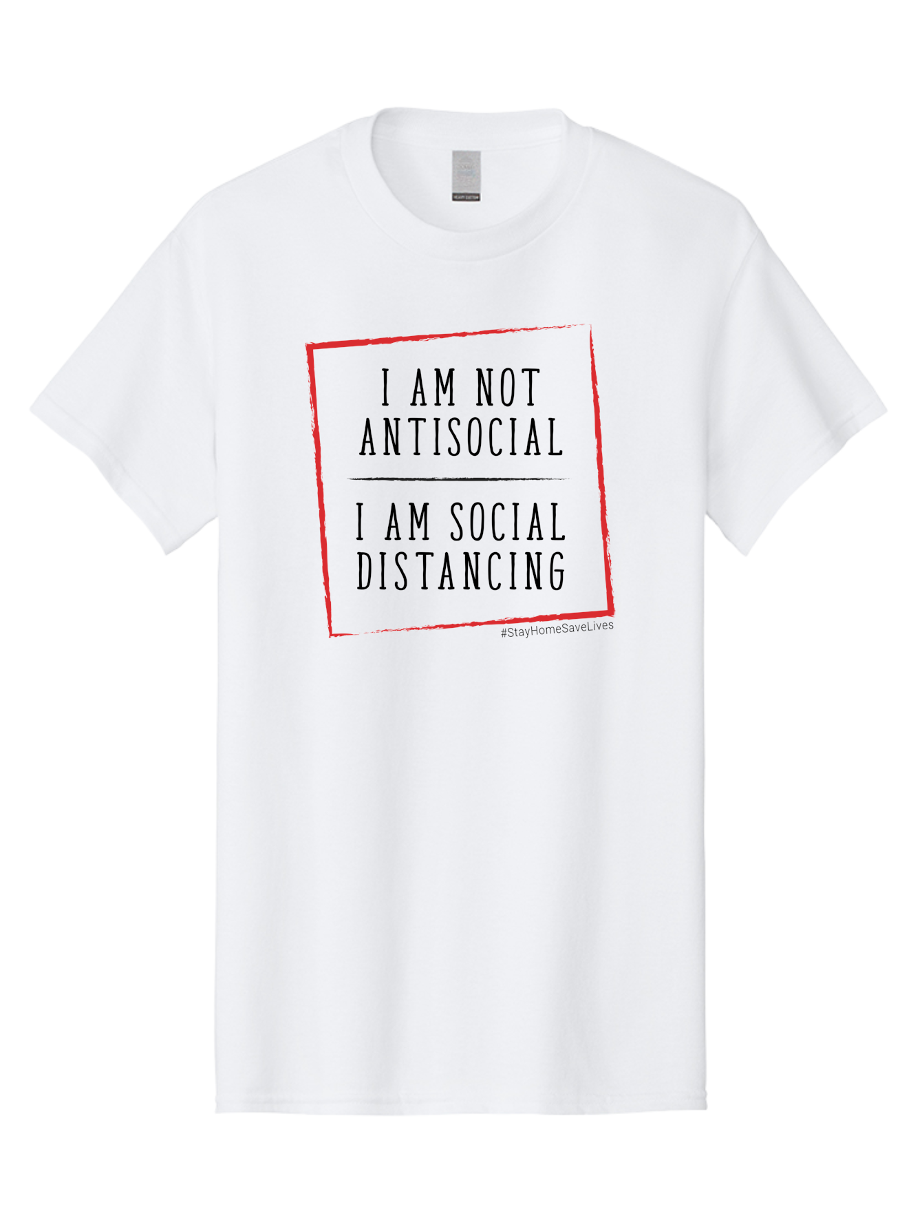 I-Am-Not-Antisocial-I-Am-Social-Distancing Men'S Graphic Tee, 100% Cotton, Comfortable Casual Summer Wear, Machine Washable, Social Distancing Awareness, Stay Home Save Lives, Covid-19 Prevention, Coronavirus Safety, Public Health Message, Aab904