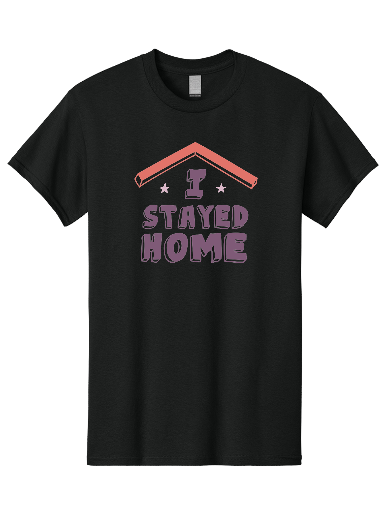 I-Stayed-Home Men'S Graphic Tee, 100% Cotton, Comfortable Casual Summer Wear, Machine Washable, Stay Home, Social Distancing, Covid-19 Awareness, Home Sweet Home, Quarantine Life, Lockdown, Purple And Pink Typography, Illustration Aab907