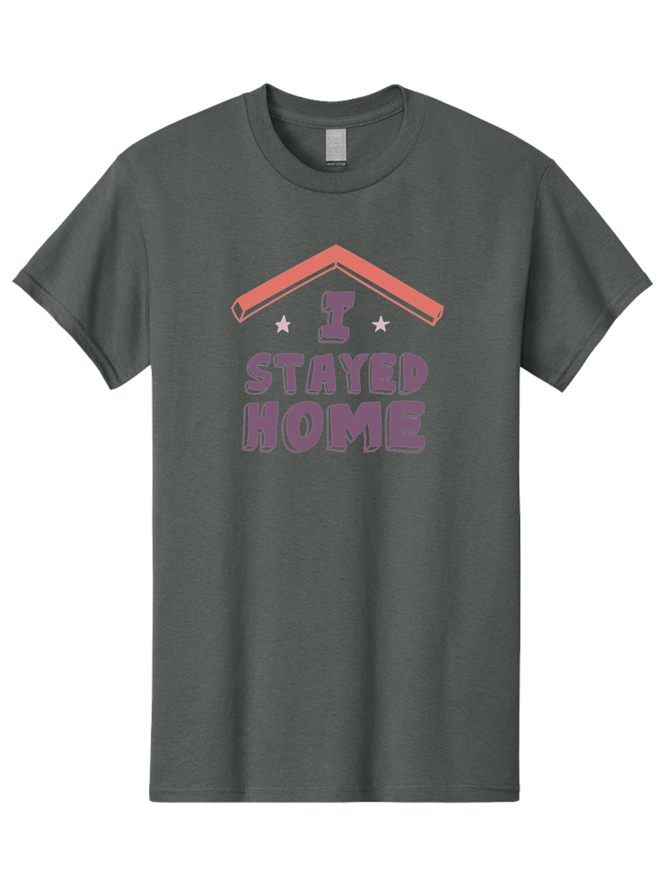 I-Stayed-Home Men'S Graphic Tee, 100% Cotton, Comfortable Casual Summer Wear, Machine Washable, Stay Home, Social Distancing, Covid-19 Awareness, Home Sweet Home, Quarantine Life, Lockdown, Purple And Pink Typography, Illustration Aab907