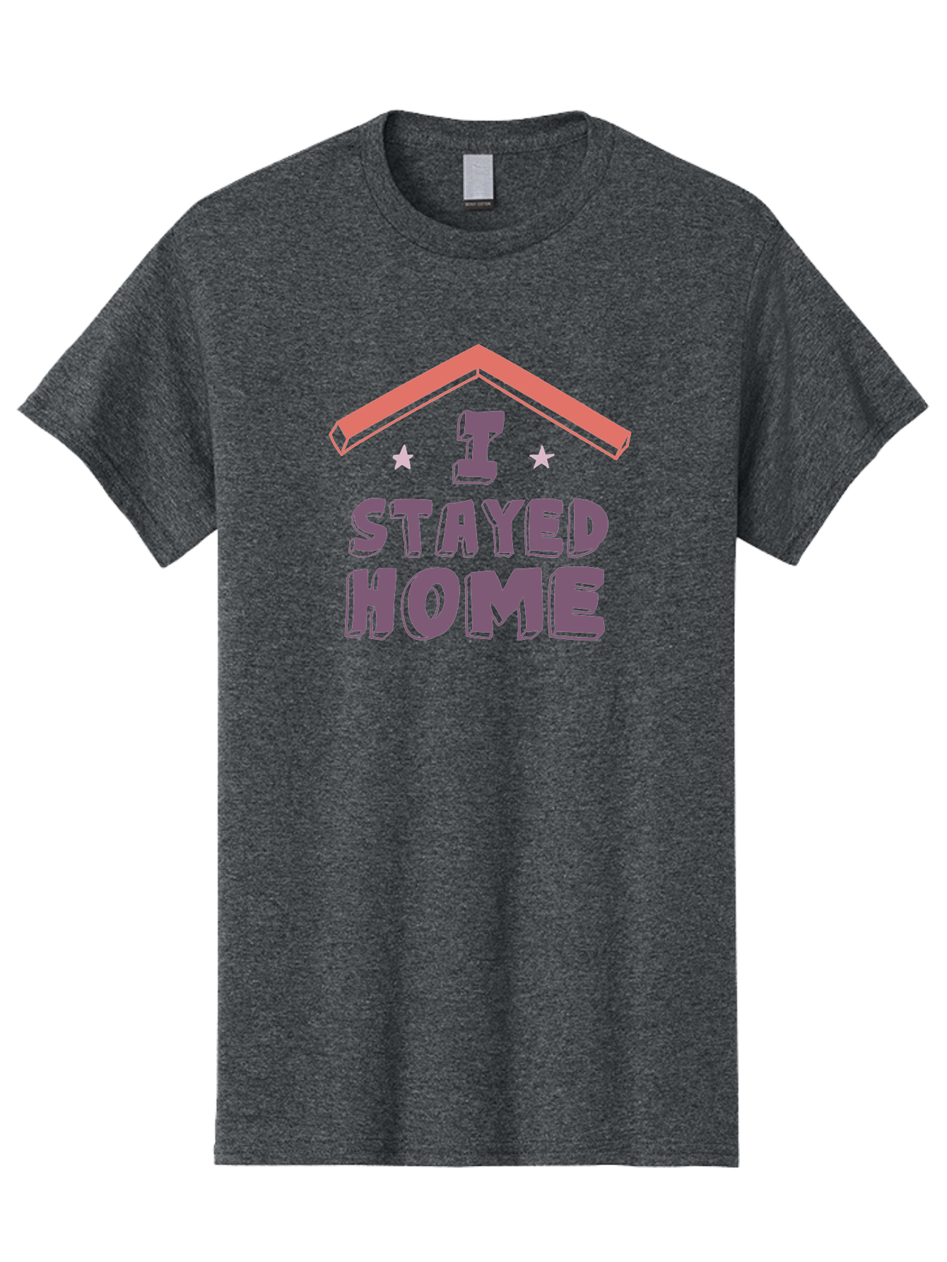 I-Stayed-Home Men'S Graphic Tee, 100% Cotton, Comfortable Casual Summer Wear, Machine Washable, Stay Home, Social Distancing, Covid-19 Awareness, Home Sweet Home, Quarantine Life, Lockdown, Purple And Pink Typography, Illustration Aab907